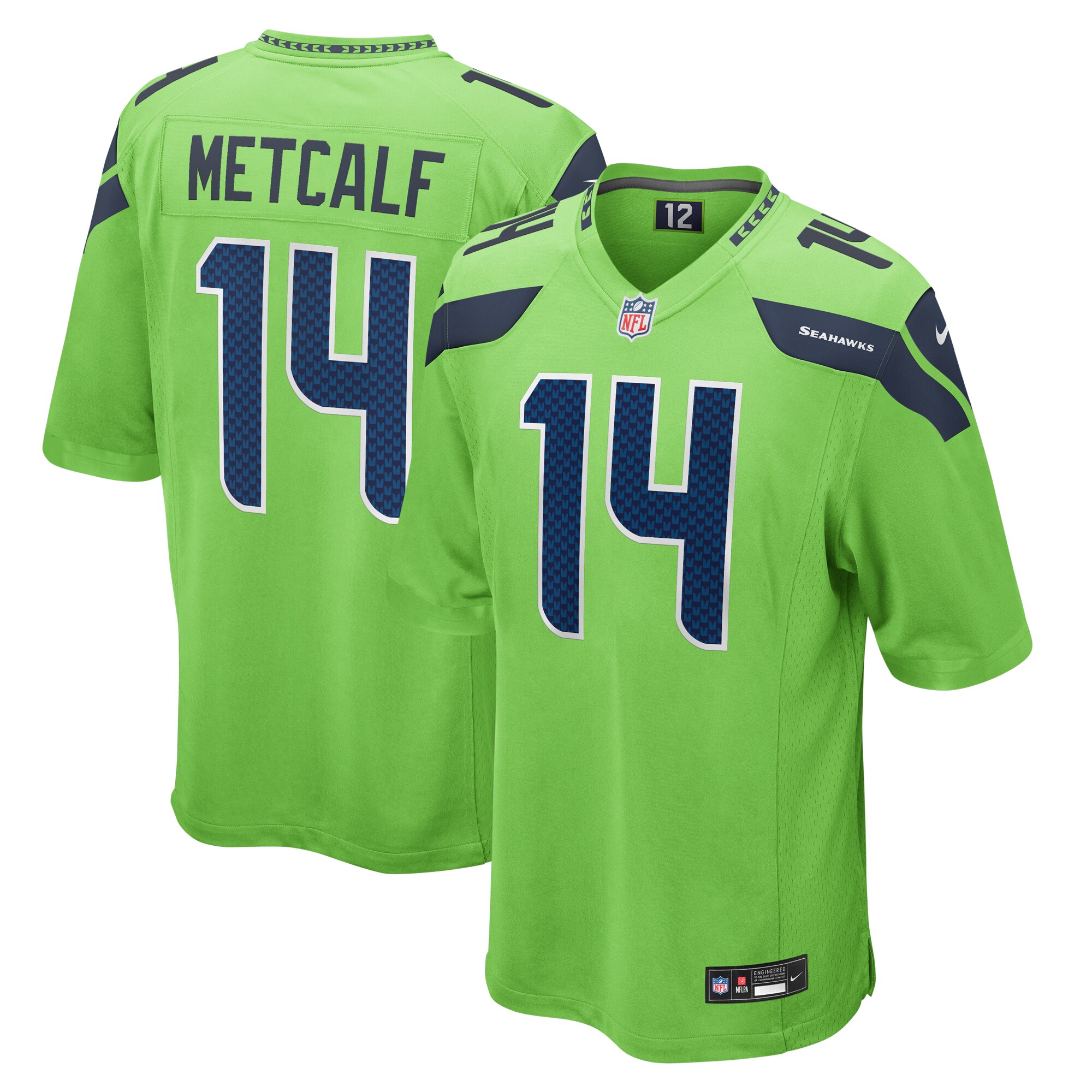 DK Metcalf Seattle Seahawks  Game Jersey - Neon Green