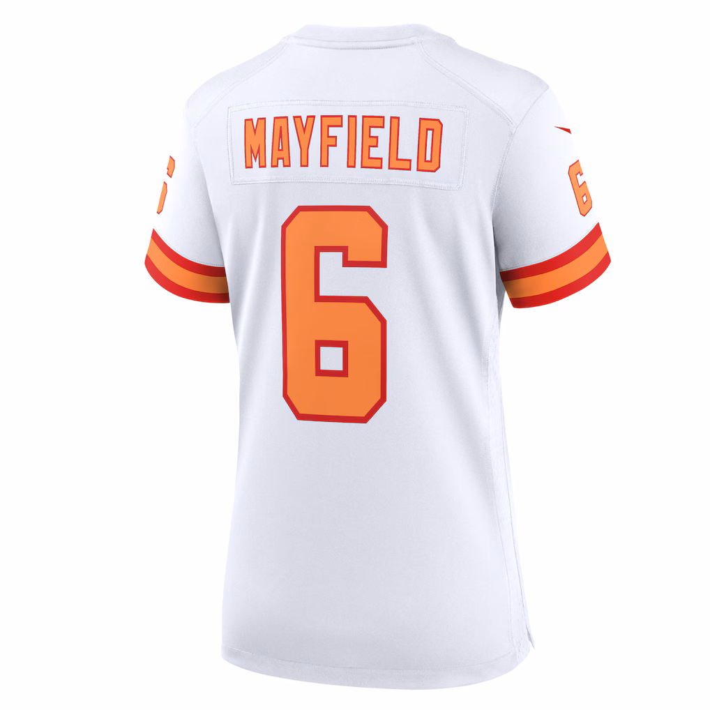 Baker Mayfield '76 Tampa Bay Buccaneers #6 Women's 50th Season Game Jersey - White