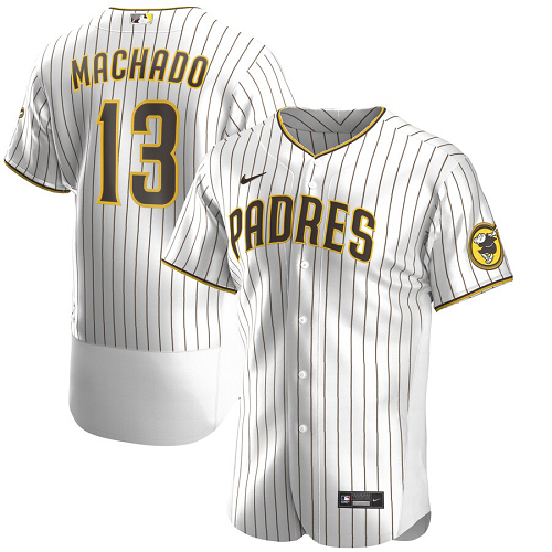 Men's San Diego Padres #13 Manny Machado  White Brown Alternate 2020 Player Jersey