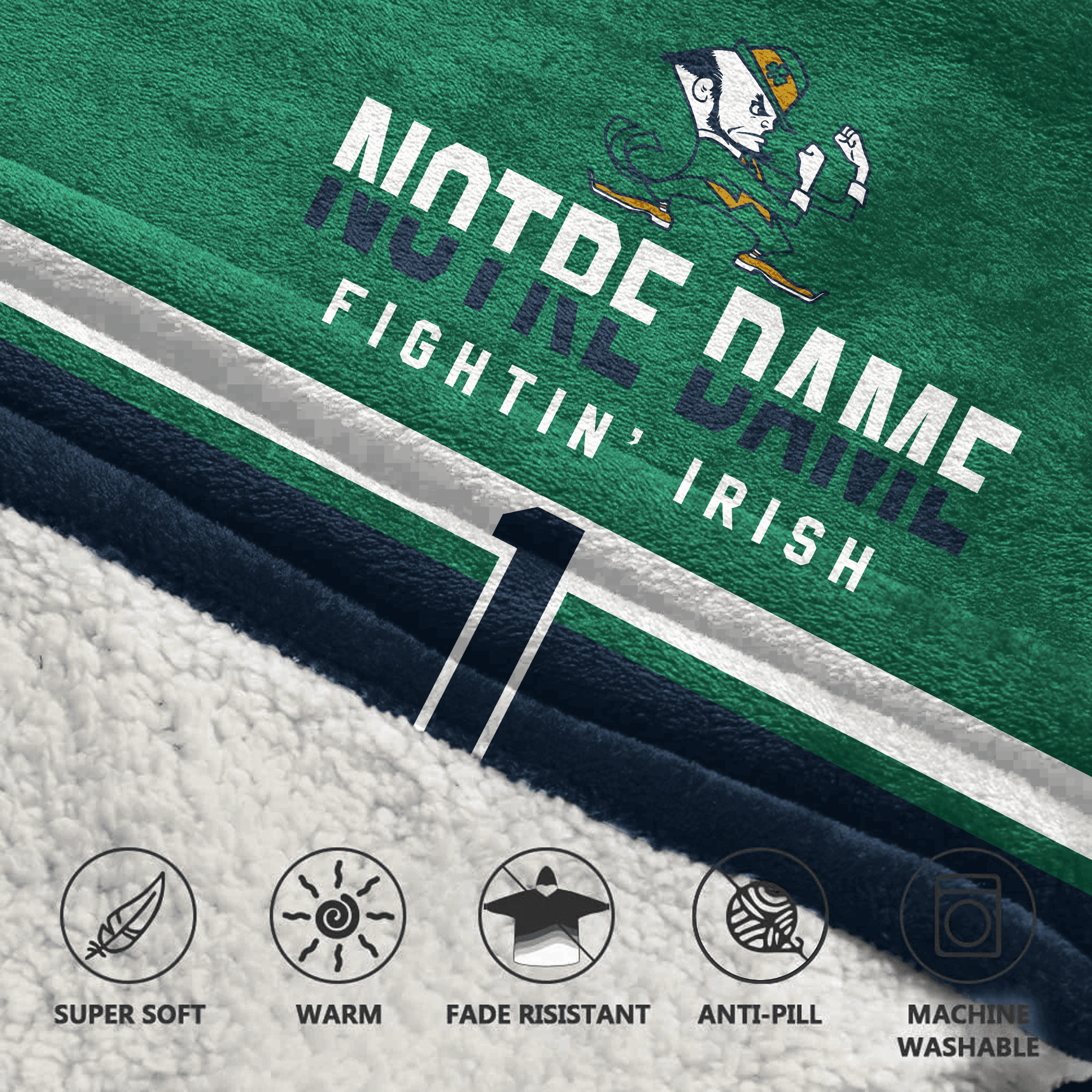 Kid 1 Notre Dame Football Unisex Blanket Hoodie