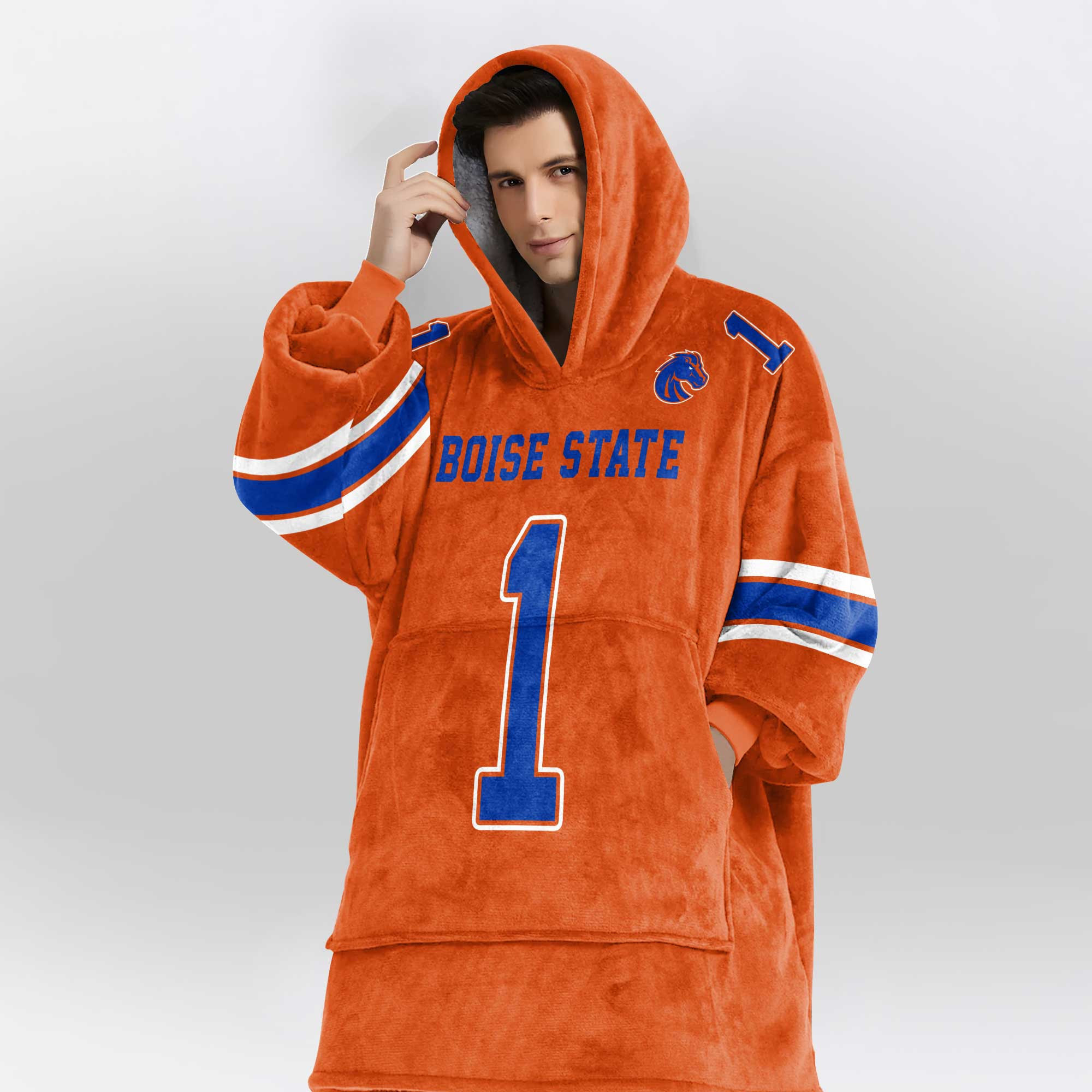 Adult #1 Boise State Football Unisex Blanket Hoodie