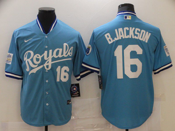 Men's Kansas City Royals #16 B.Jackson Light blue Game 2021  MLB Jersey