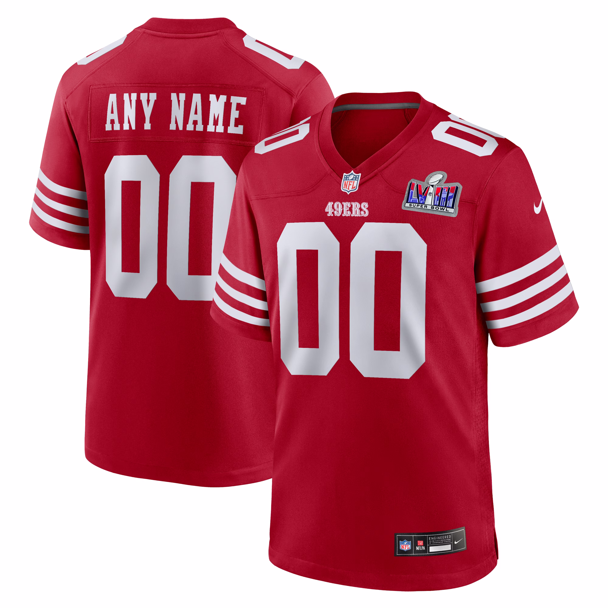 San Francisco 49ers  2023 Super Bowl LVIII Patch Custom Game Jersey - Scarlet