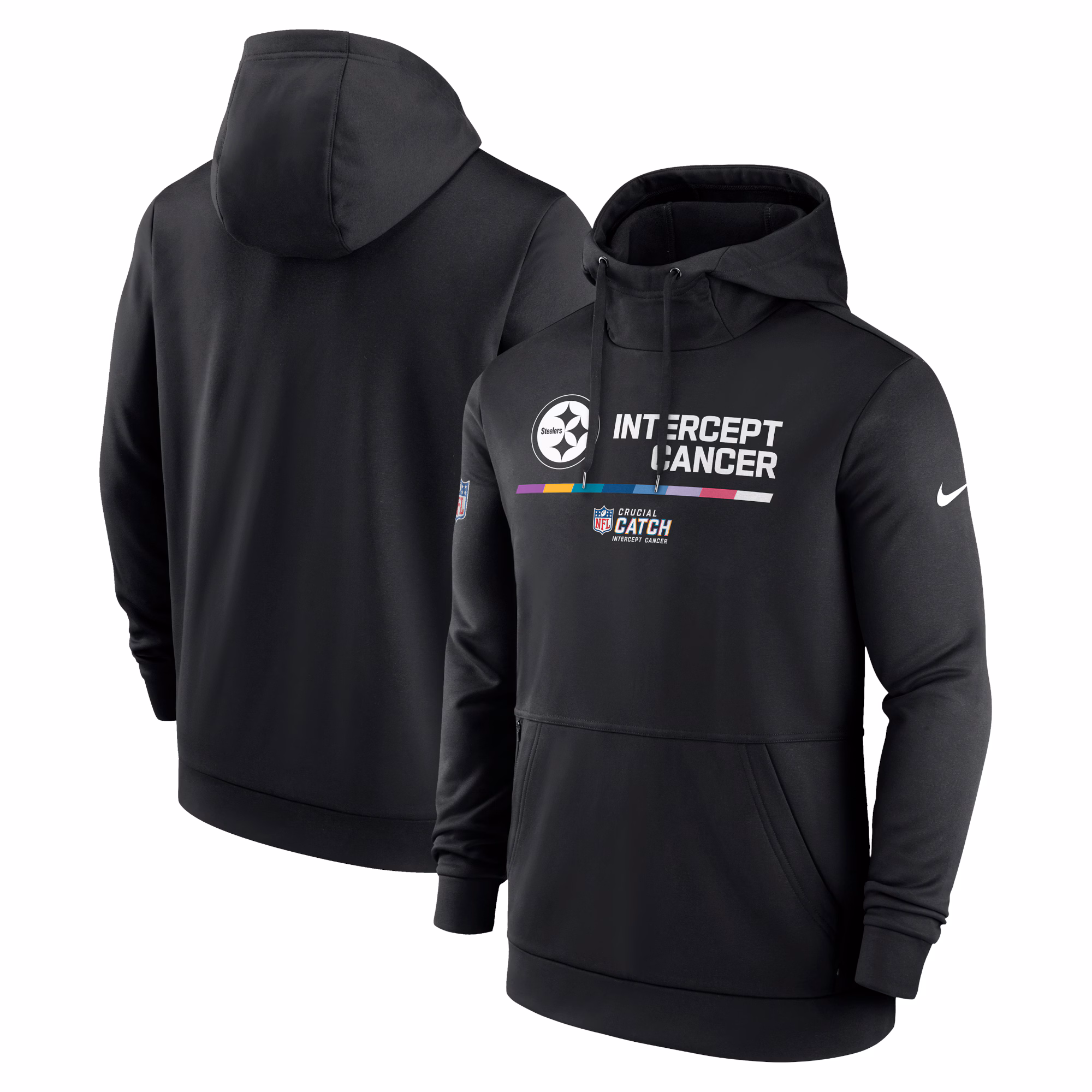 Men's Black Pittsburgh Steelers 2022 NFL Crucial Catch - Therma Performance Pullover Hoodie