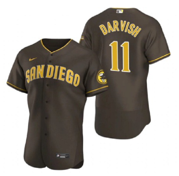Men's  San Diego Padres #11 Yu Darvish Brown 2020 Alternate MLB Jersey