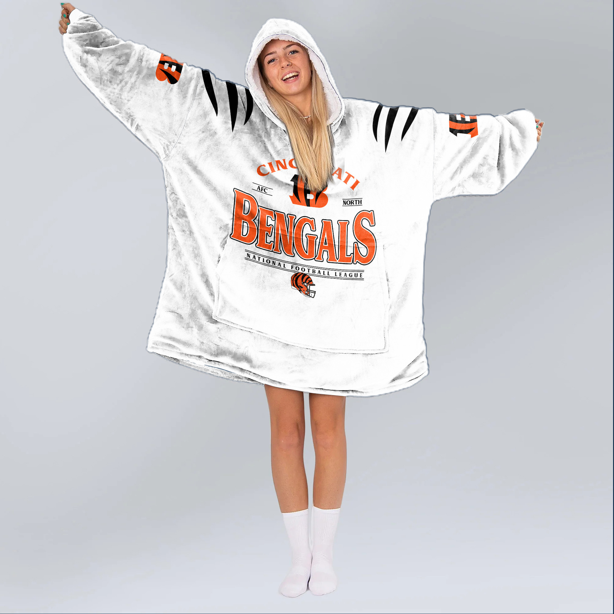 Adult 9 Cincinnati Football Unisex Blanket Hoodie