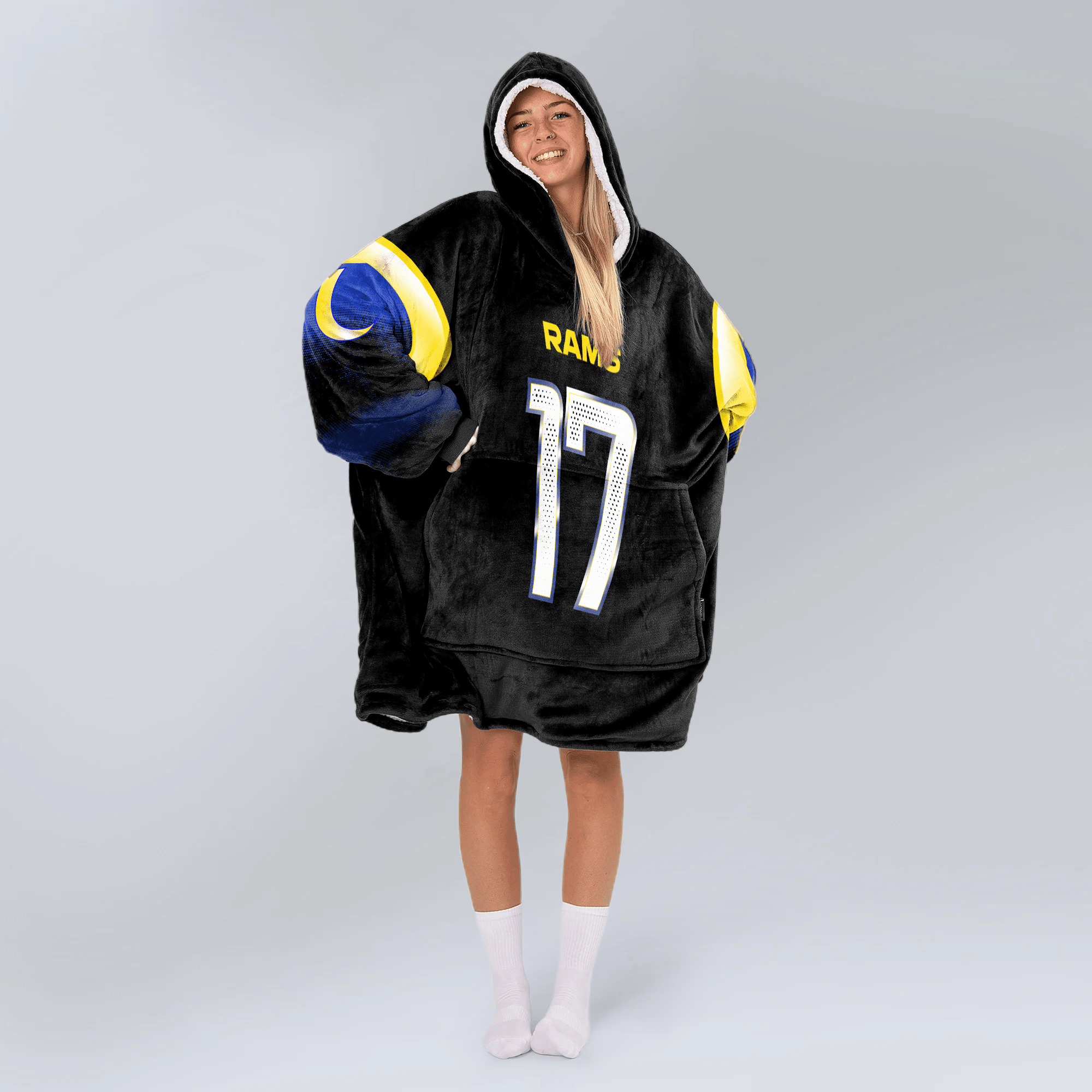 Adult D.A 17 Los Angeles R Football Unisex Blanket Hoodie