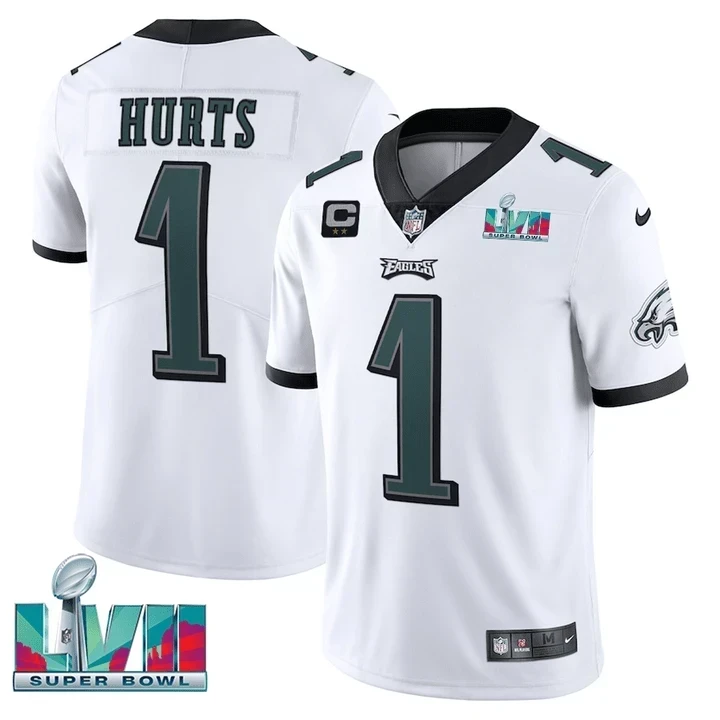 Men's Jalen Hurts #1 Players Limited Jersey Super Bowl LVII Patch-Green & Black & White