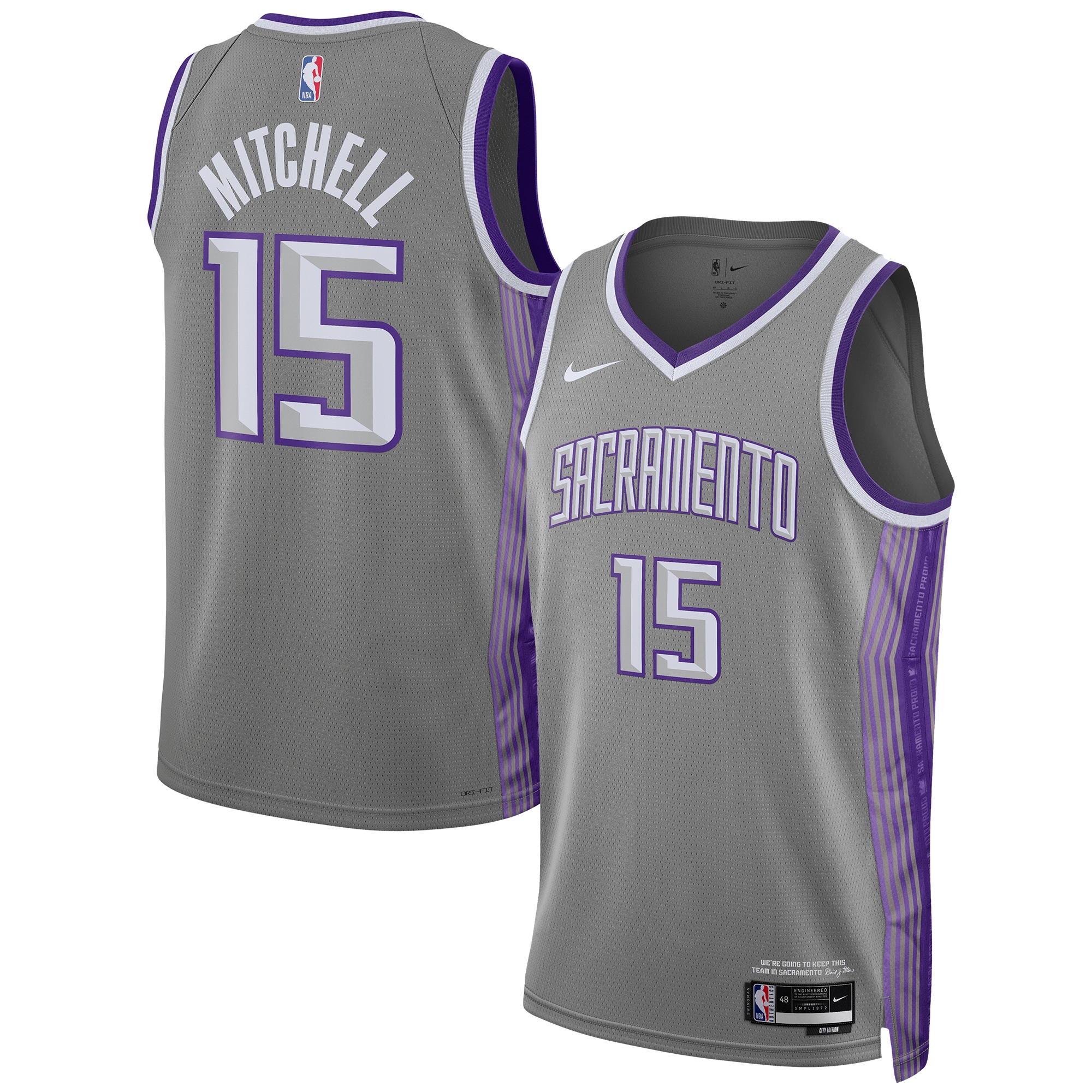 Davion Mitchell Sacramento Kings Unisex 2022/23 Swingman Jersey - City Edition - Anthracite