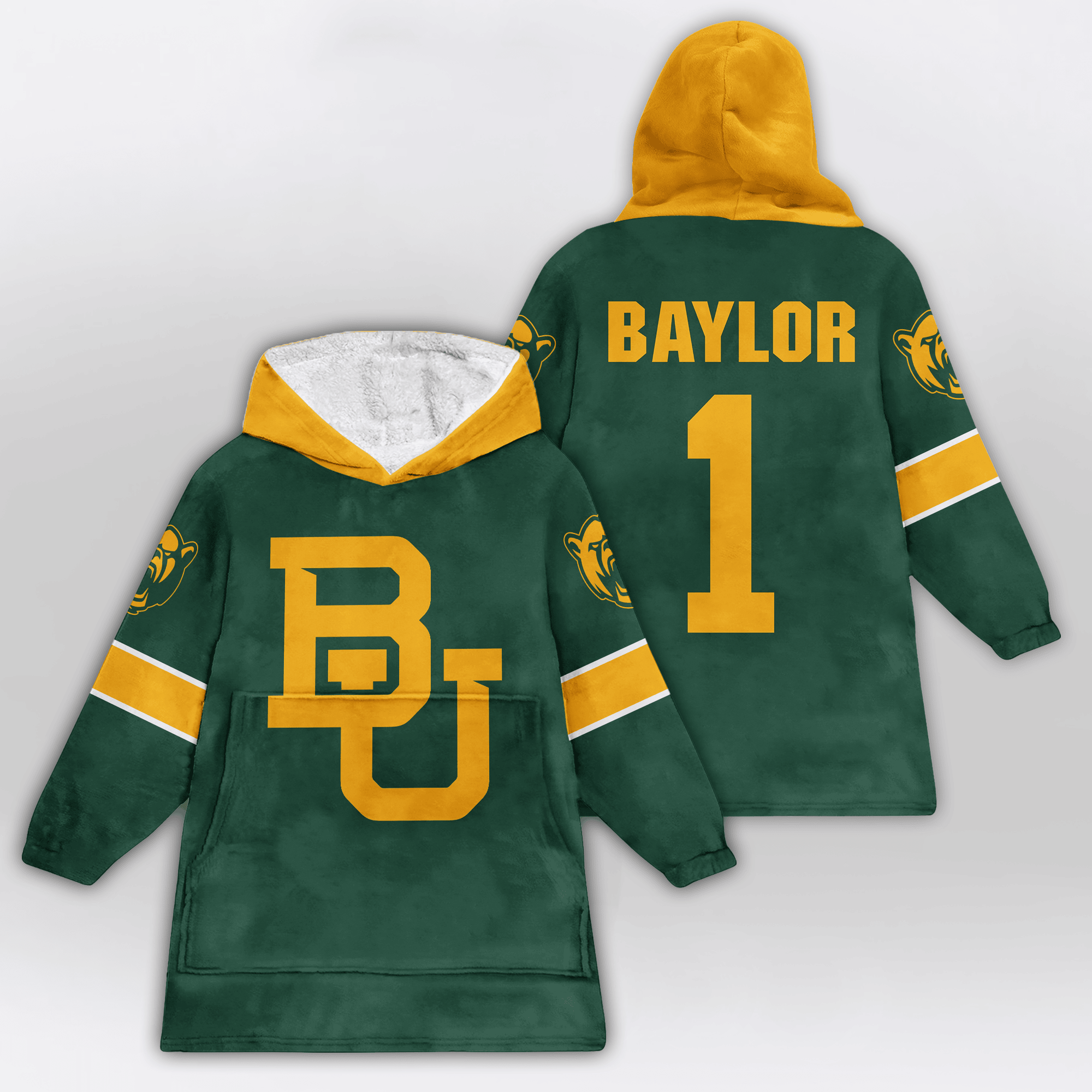 Adult #1 Baylor Football Unisex Blanket Hoodie