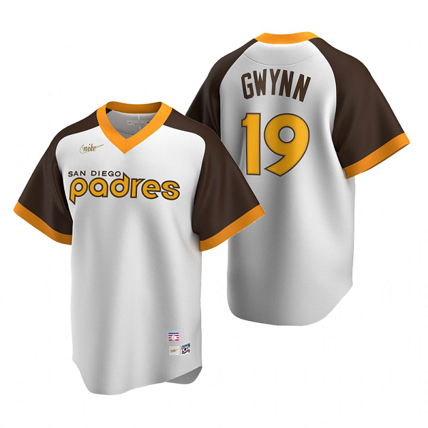 Men's San Diego Padres #19 Tony Gwynn  White Cooperstown Collection Home Jersey