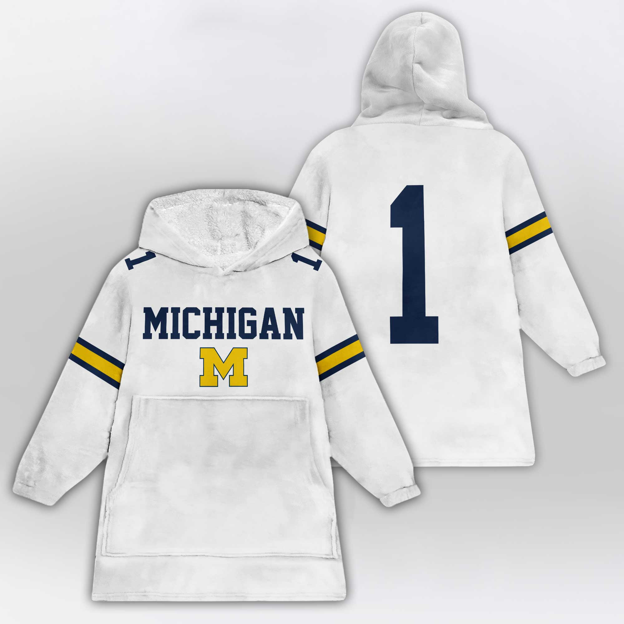 Kid 1 Michigan Football Unisex Blanket Hoodie