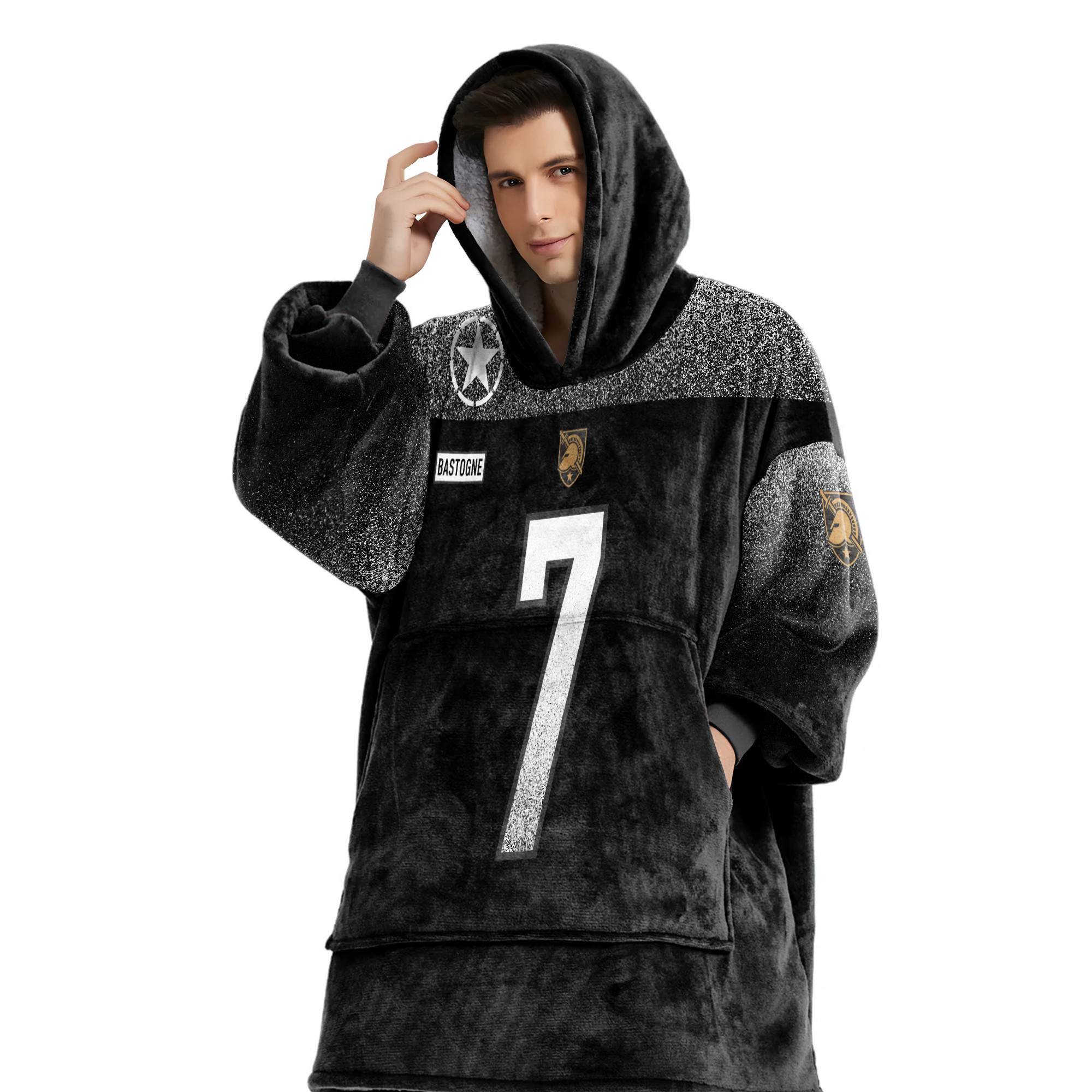 Adult #7 Army Football Unisex Blanket Hoodie