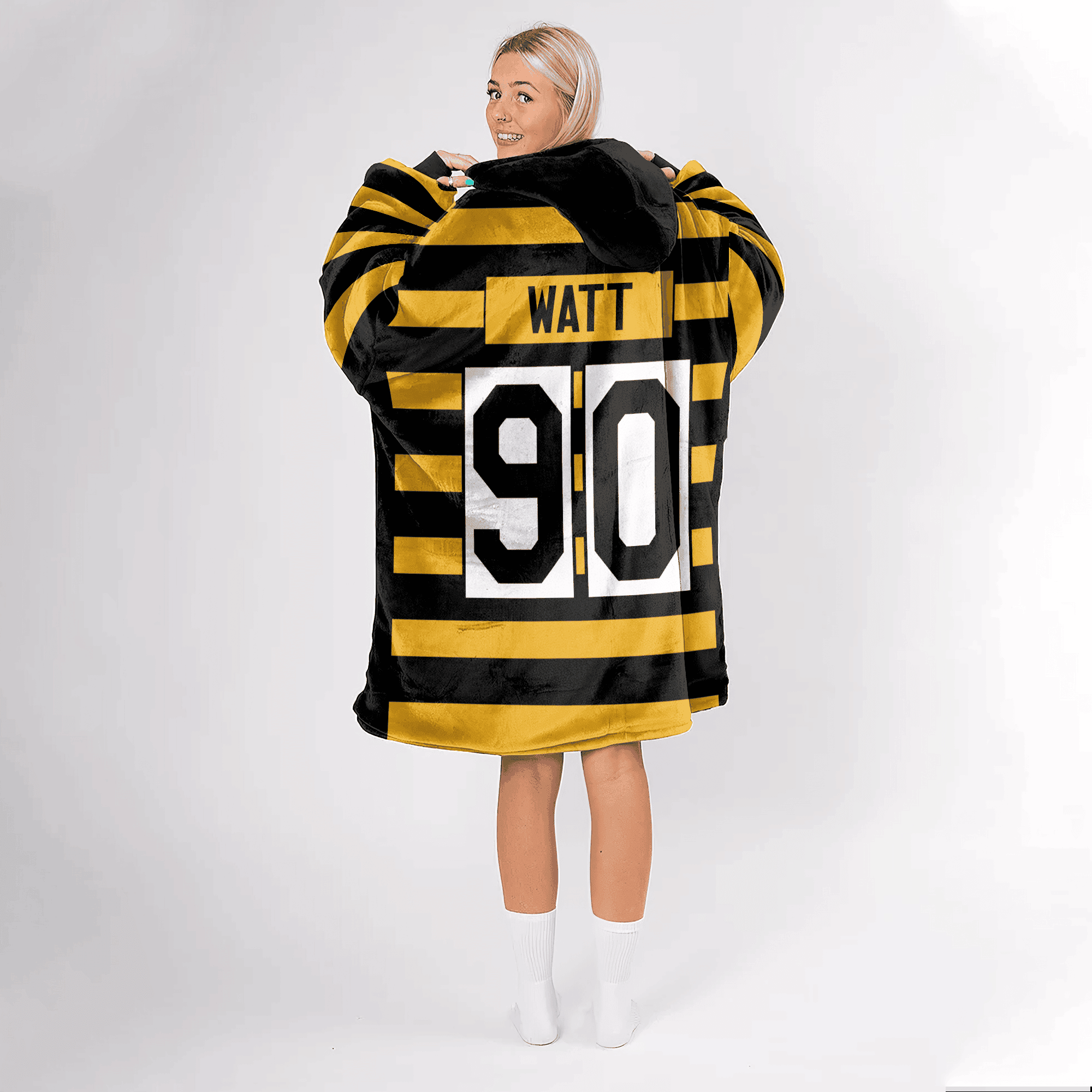 Adult 90 Pittsburgh Football Throwback Unisex Blanket Hoodie