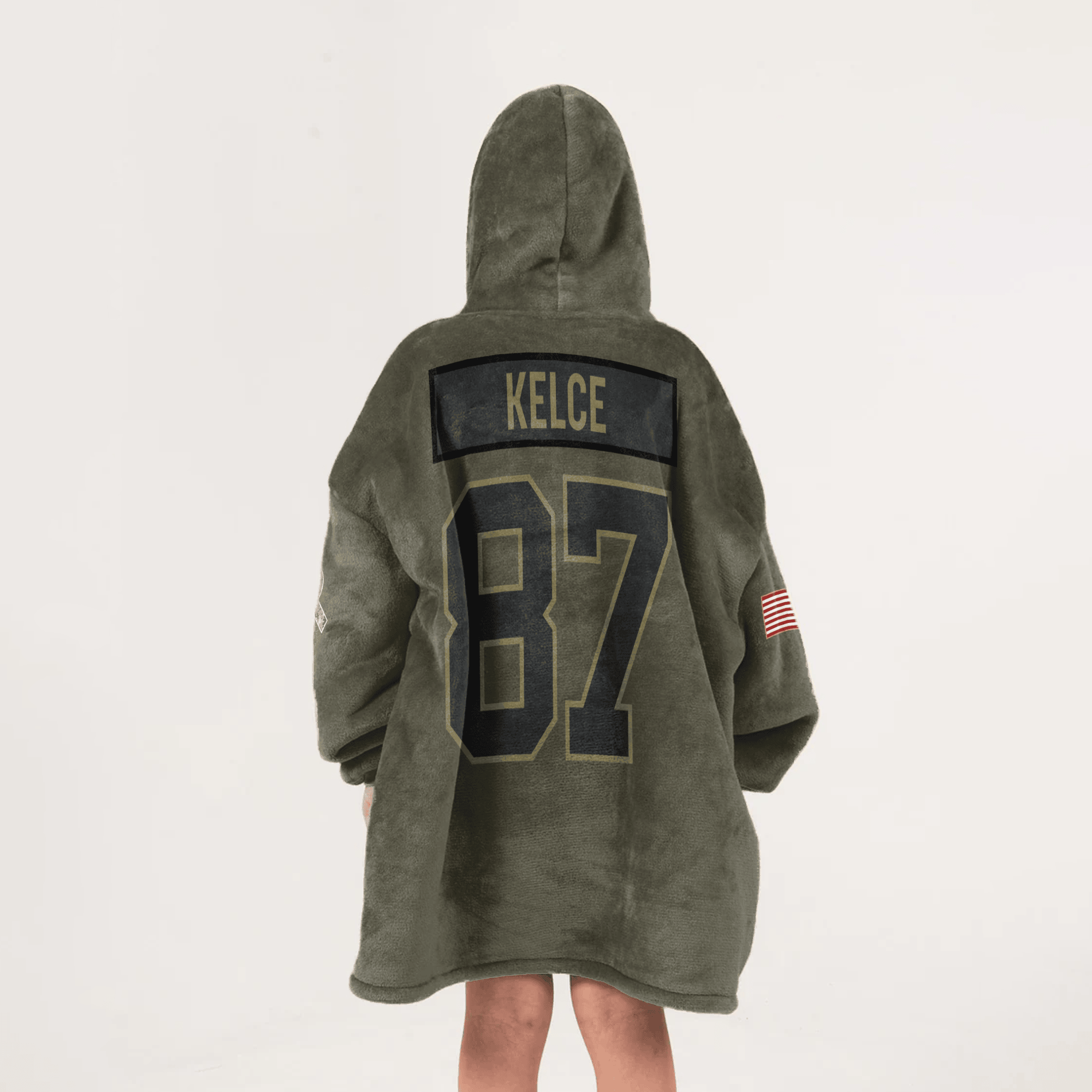 Kid T.K 87 Kansas City Football Blanket Hoodie – Olive Salute to Service