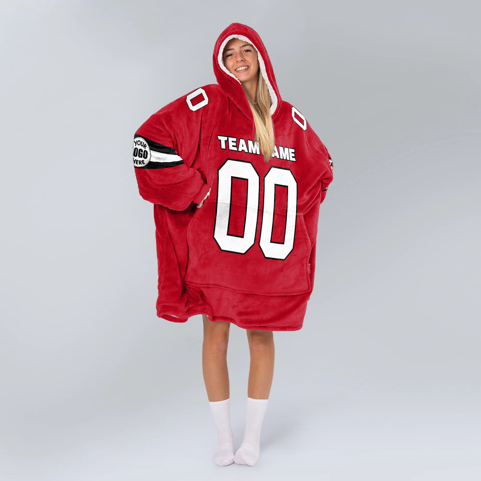 Adult Custom Blanket Hoodie Georgia Inspired Color