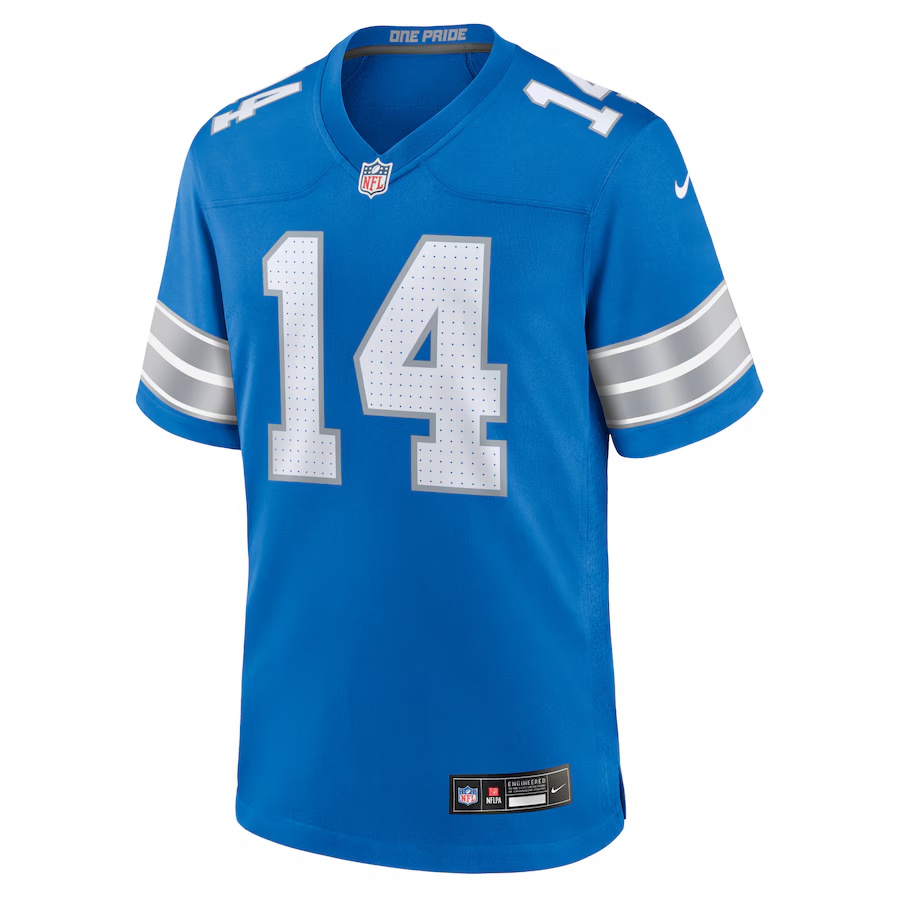 Men's Amon-Ra St. Brown #14 Blue Detroit Lions Game Jersey
