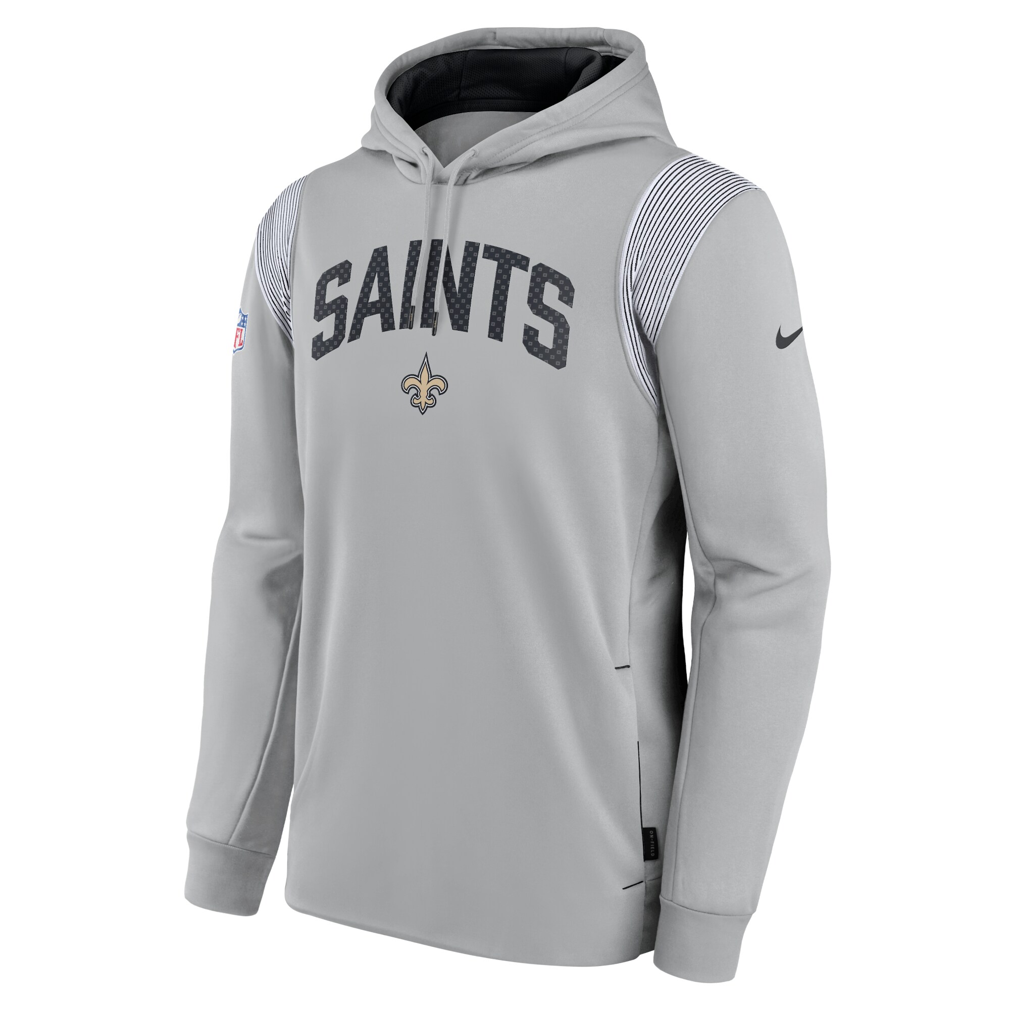 New Orleans Saints Sideline Athletic Stack Performance Pullover Hoodie - Gray