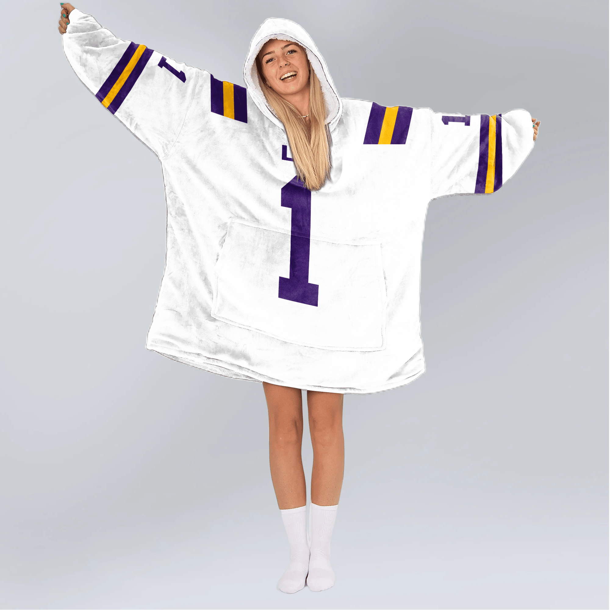 Adult #1 LSU Football Unisex Blanket Hoodie