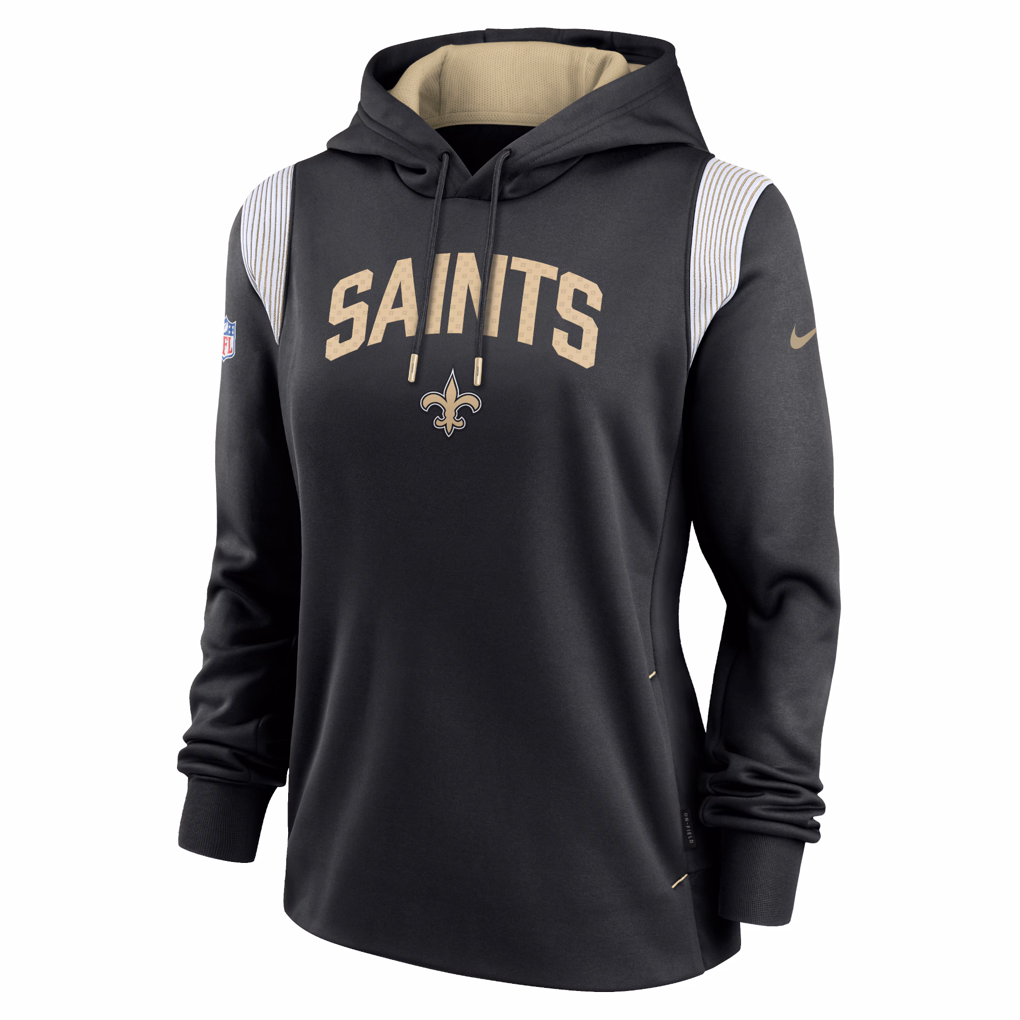 New Orleans Saints Women's Sideline Stack Performance Pullover Hoodie - Black