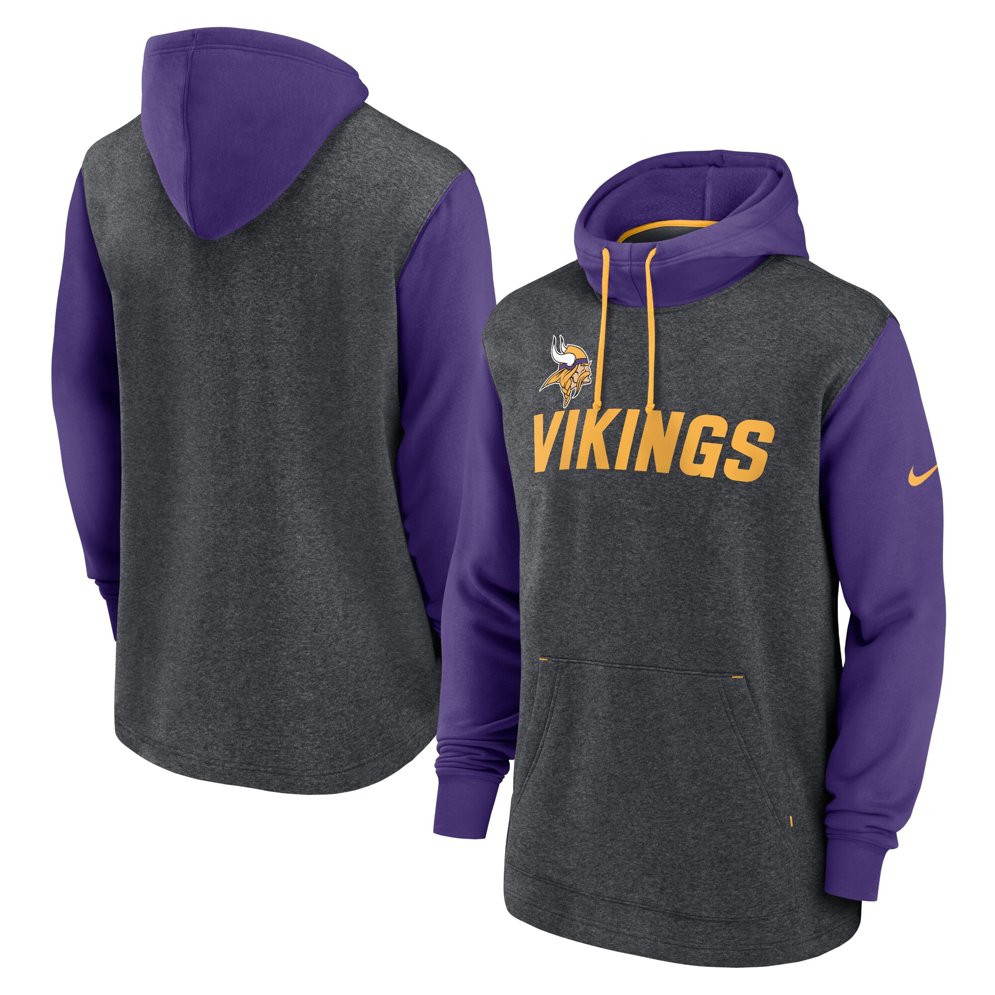 Minnesota Vikings Surrey Legacy Pullover Hoodie - Heathered Charcoal/Purple