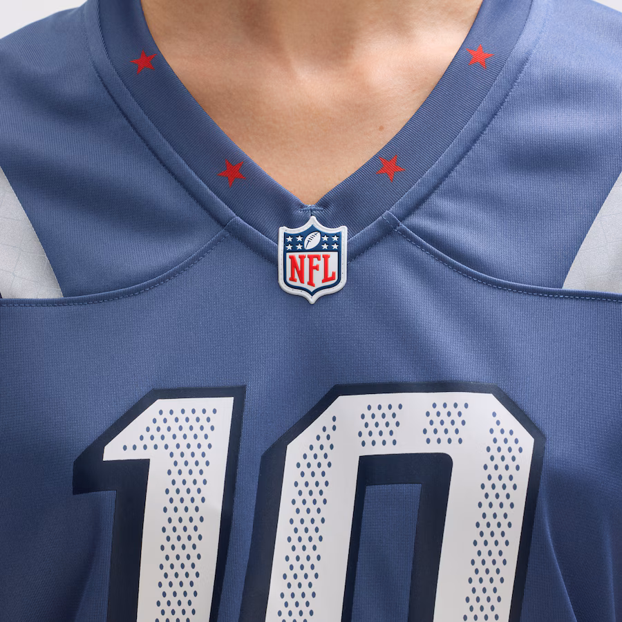 Drake Maye #10 New England Patriots Women's 2025 Rivalries Collection Game Jersey - Storm Blue