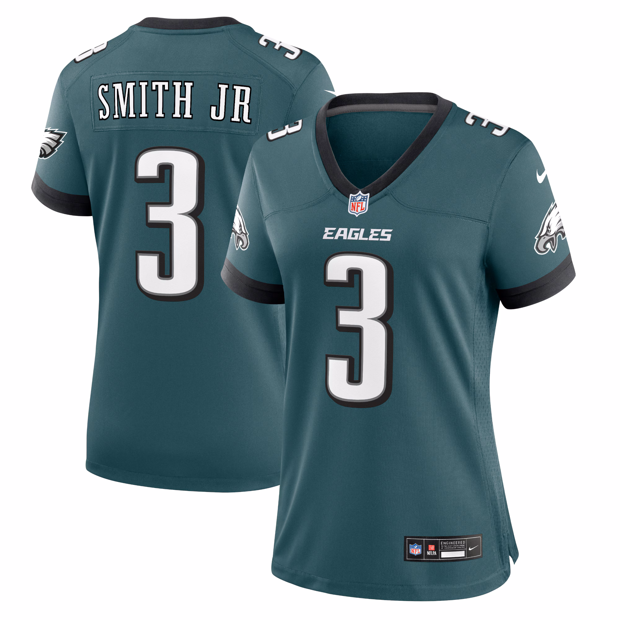 Nolan Smith #3 Philadelphia Eagles Women's Team Game Jersey - Midnight Green