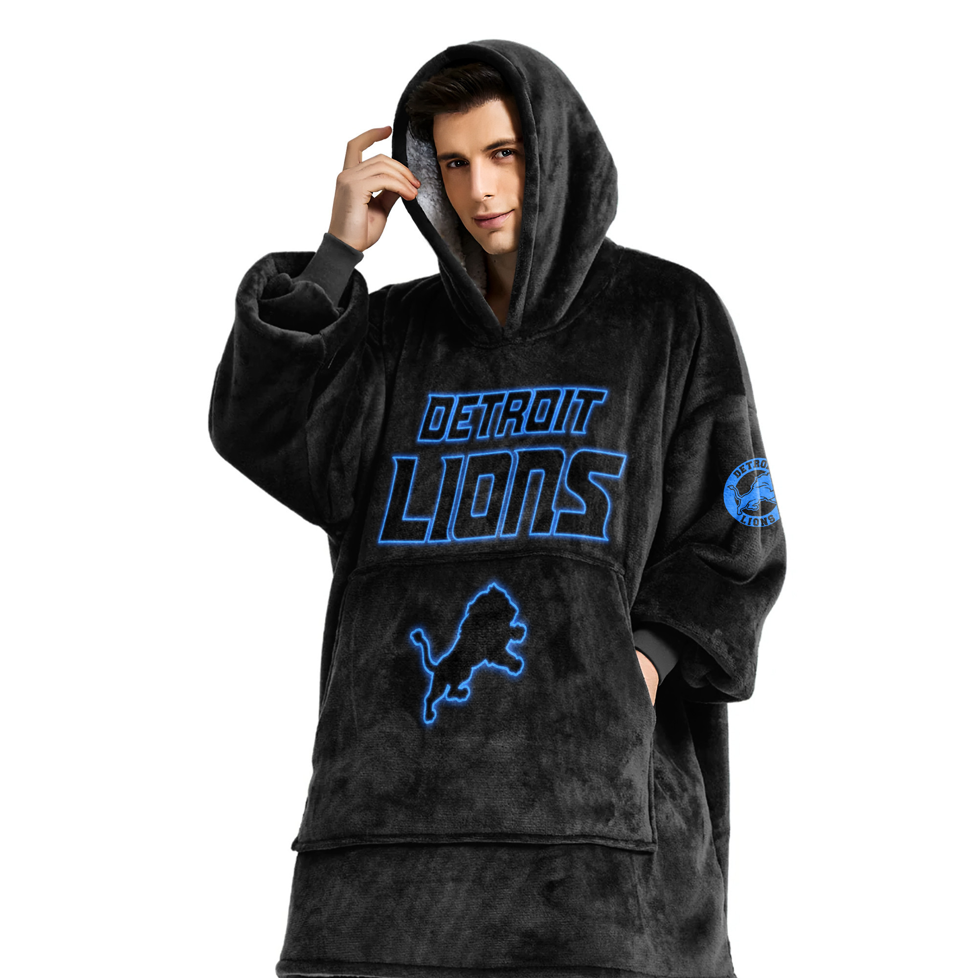 Adult Detroit Lions Football Unisex Blanket Hoodie