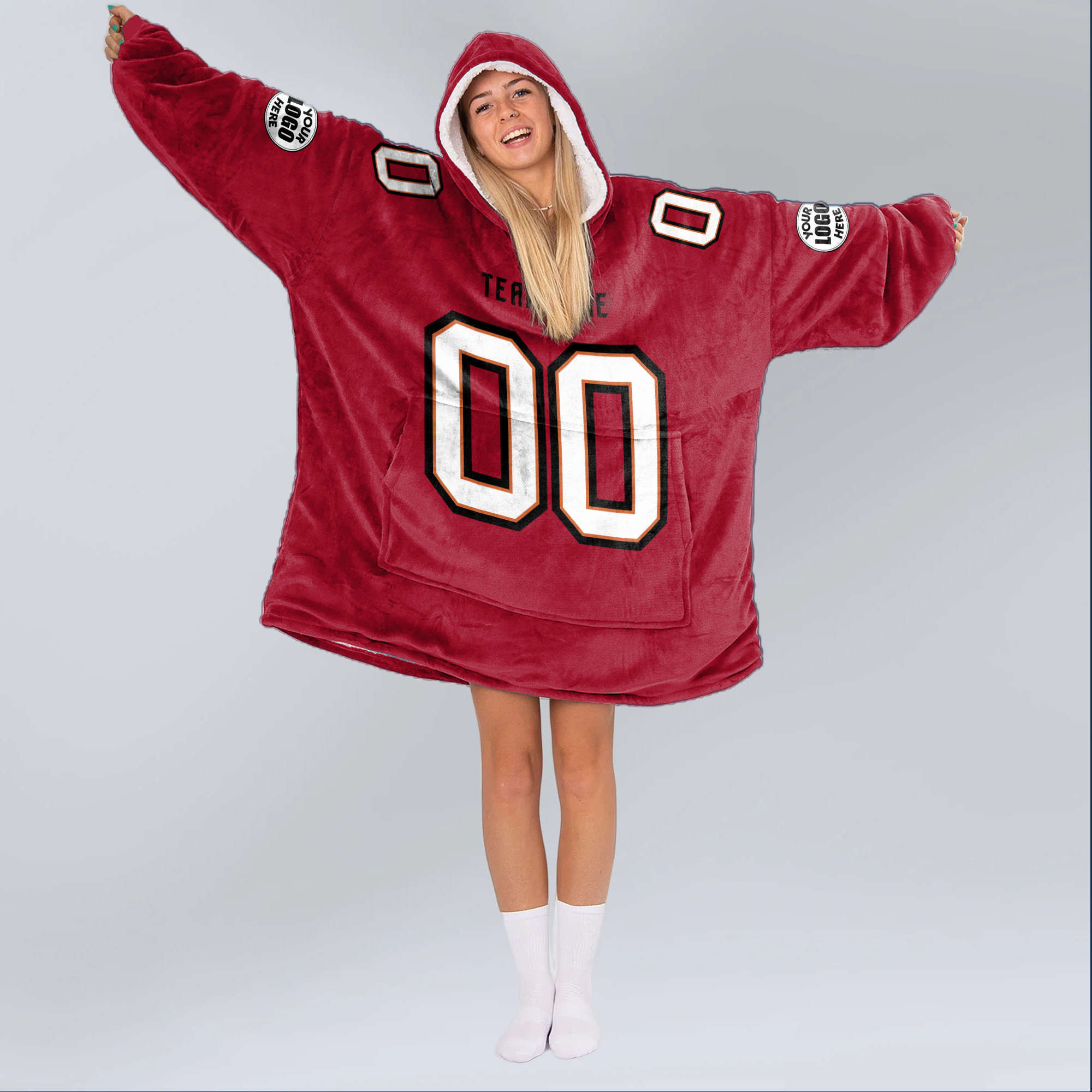 Adult Custom Blanket Hoodie Tampa Bay Inspired Color