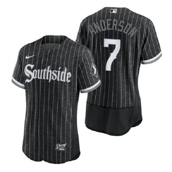 Men's  Chicago White Sox #7 Tim Anderson Black MLB 2021 City Connect Player Jersey