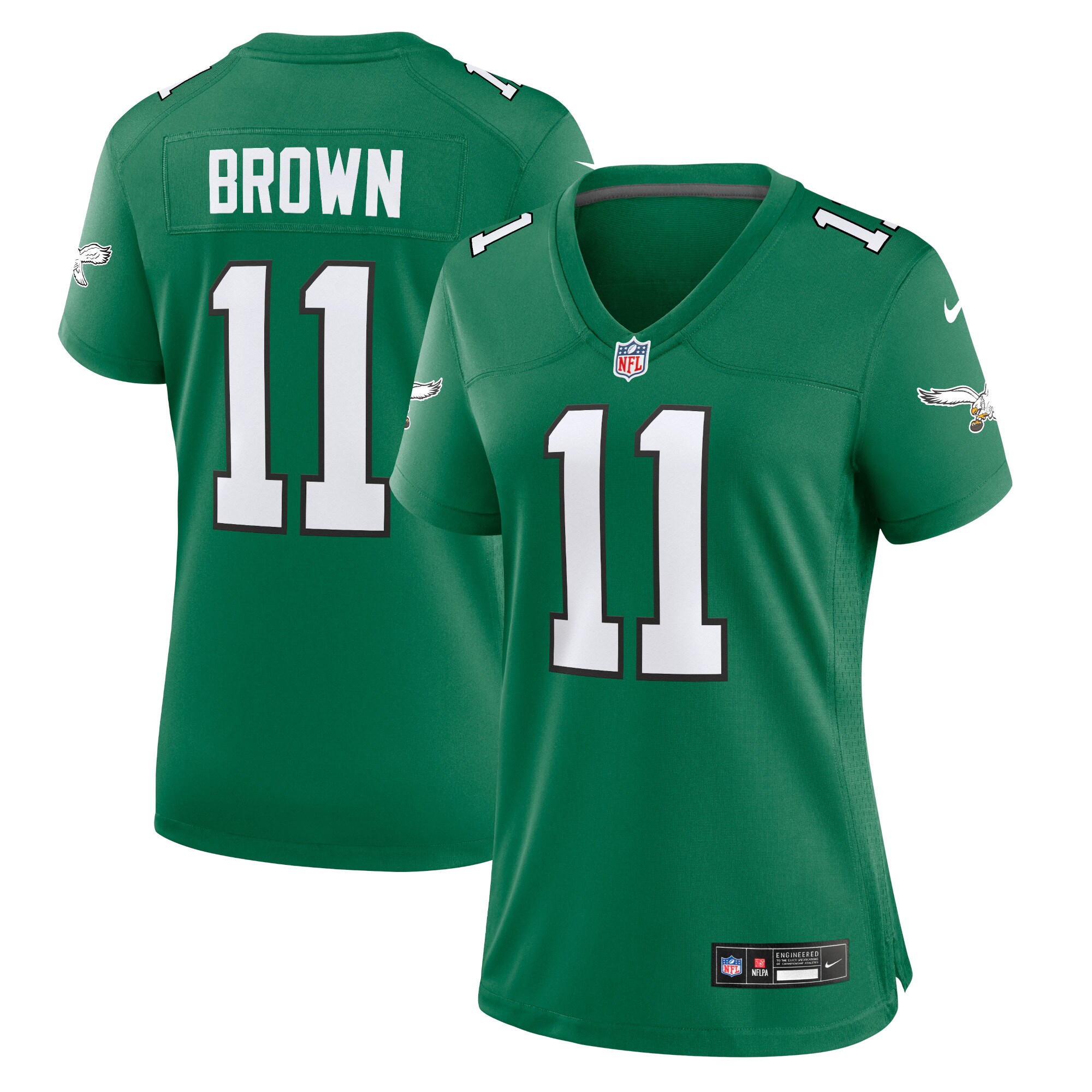 A.J. Brown Philadelphia Eagles  Women's Alternate Player Game Jersey - Kelly Green