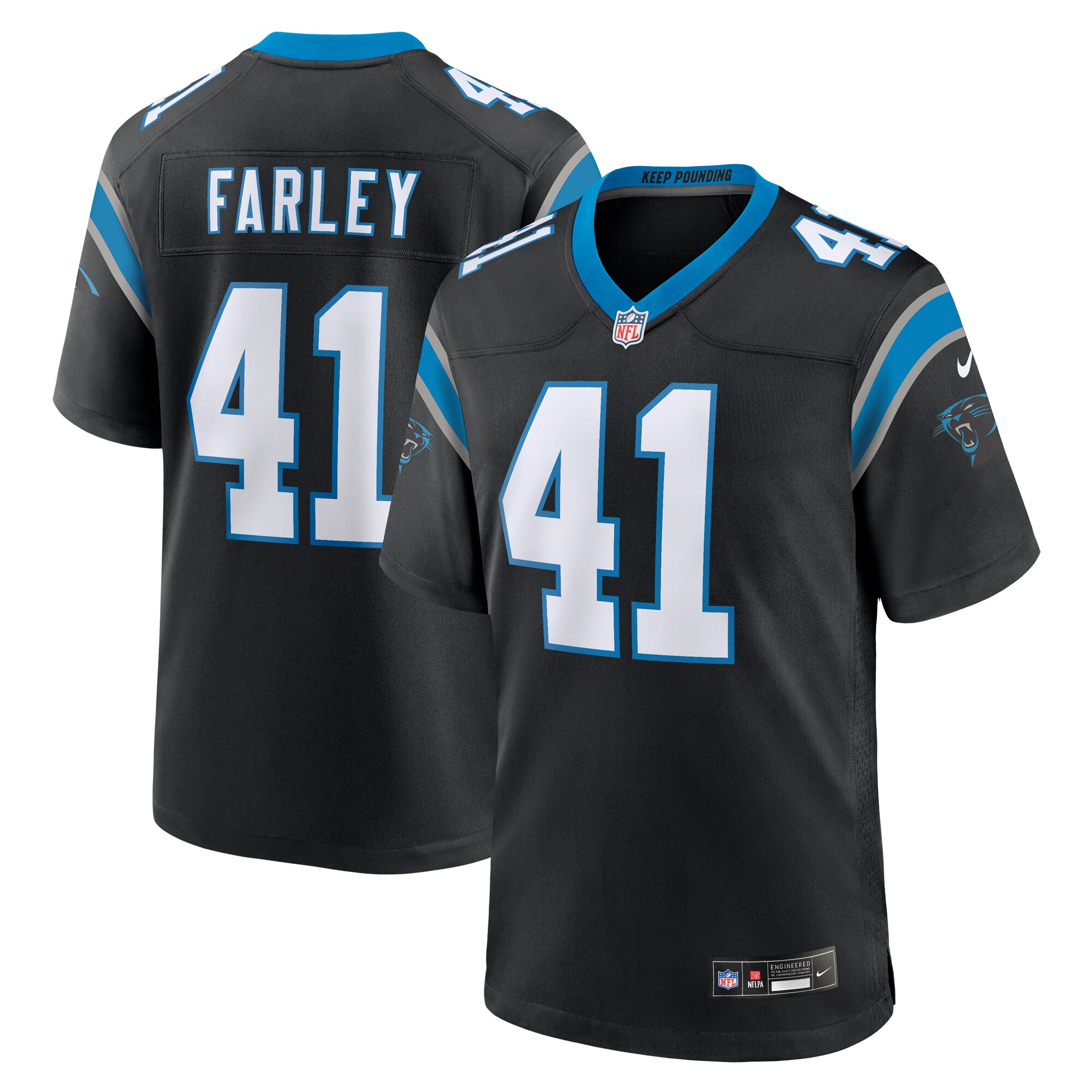 Matthias Farley Carolina Panthers  Game Jersey -  Black