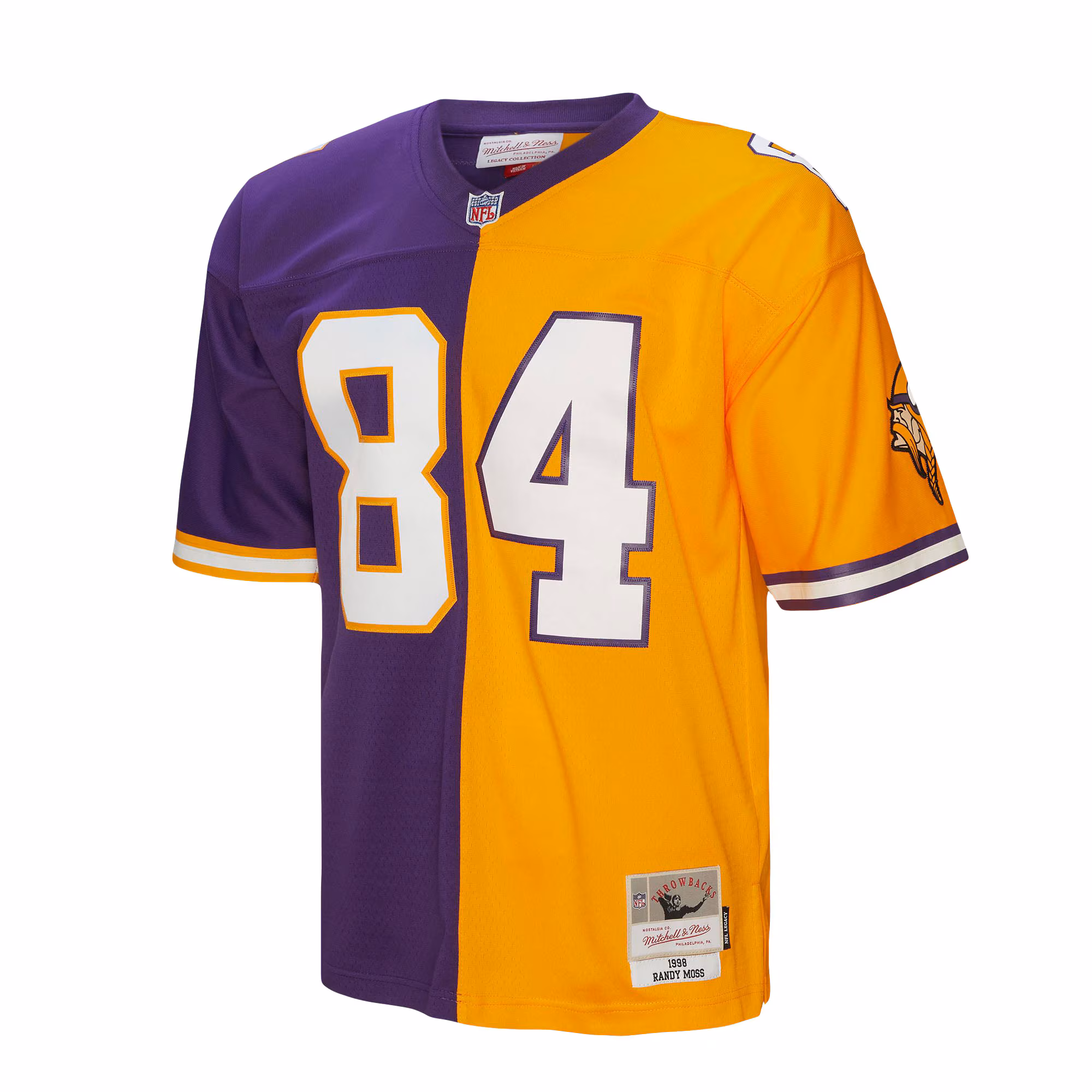 Randy Moss Minnesota Vikings 1998 Split Legacy Replica Jersey - Purple/Gold