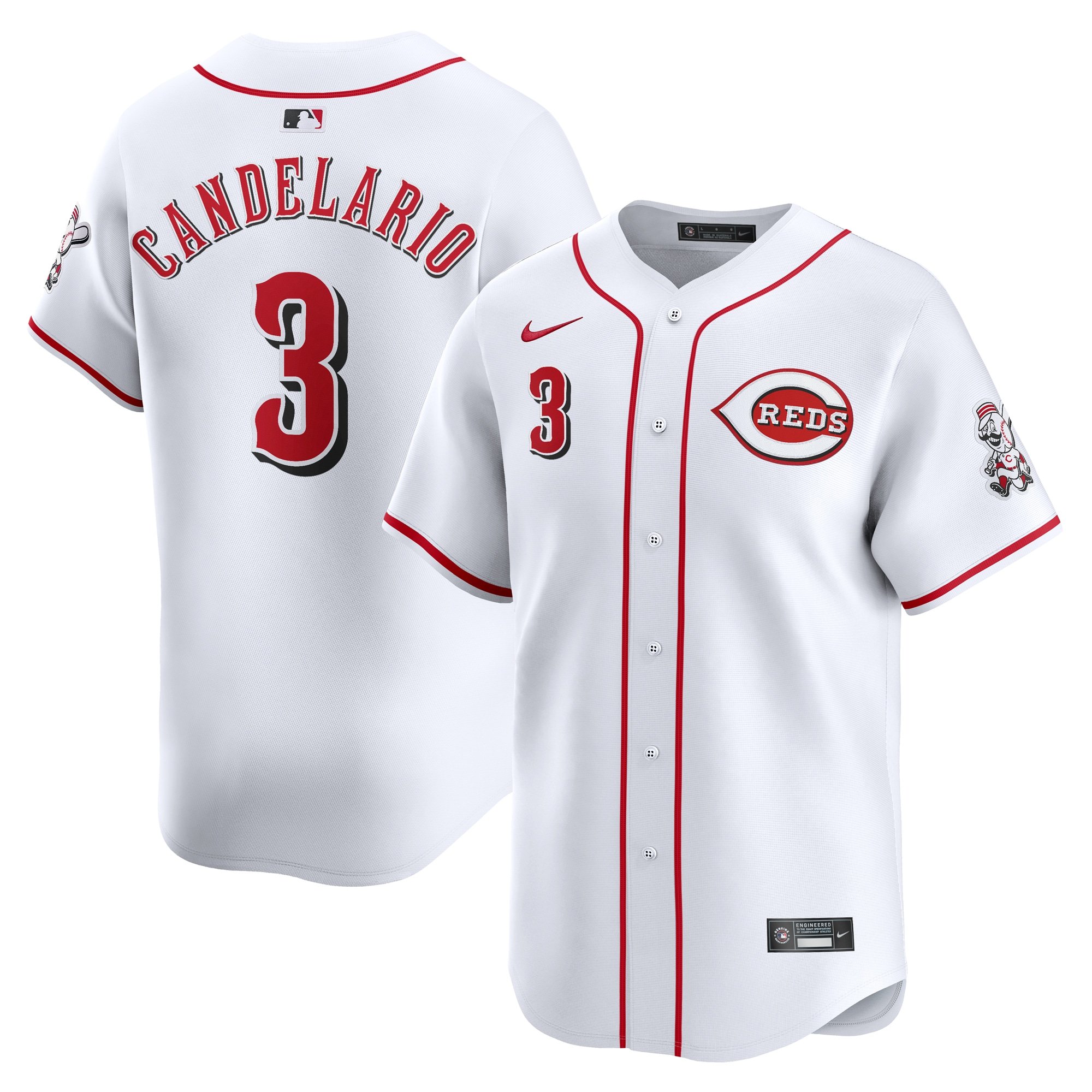 Men's Cincinnati Reds Jeimer Candelario  White Home Limited Player Jersey