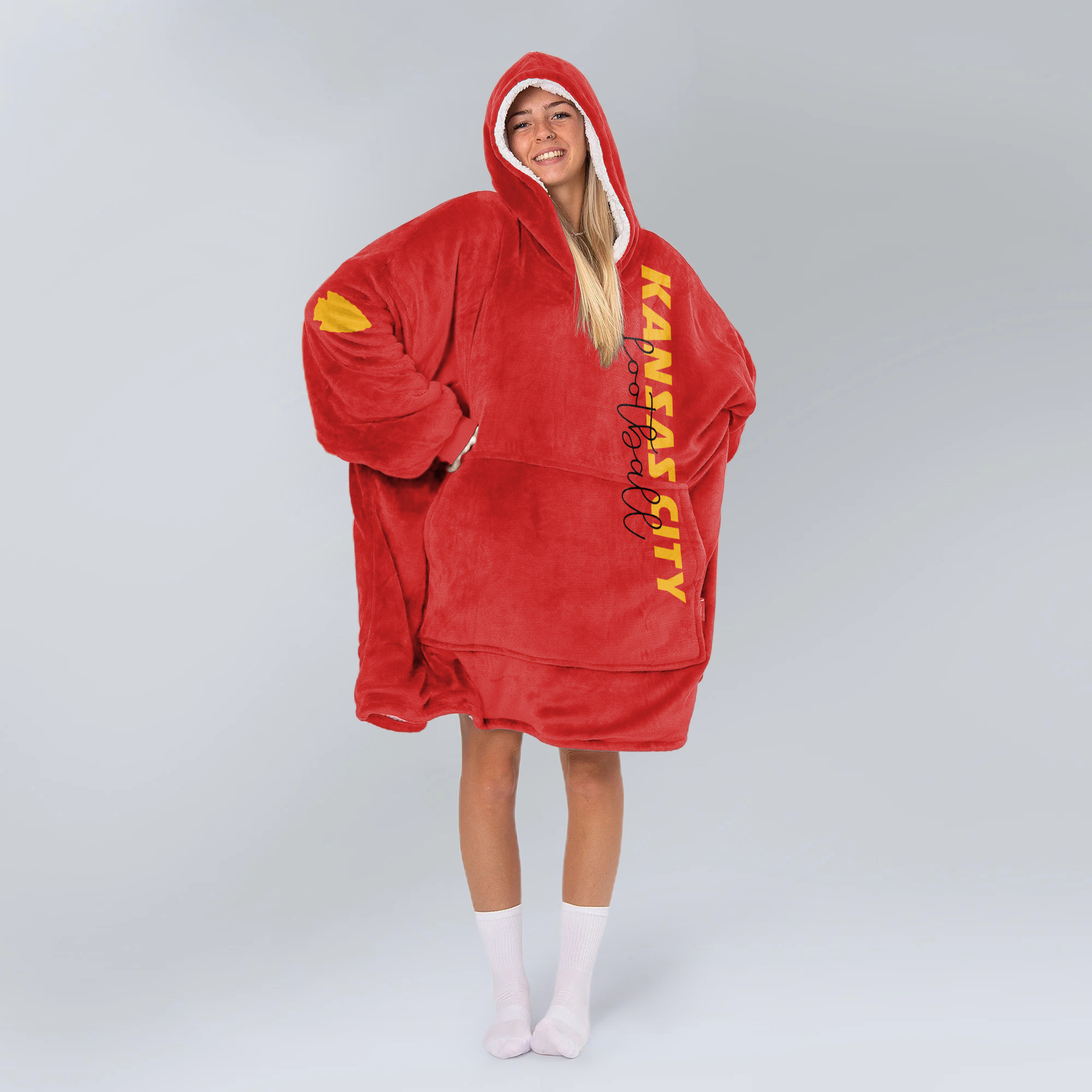 Adult 3 Peat Kansas City Football Unisex Blanket Hoodie