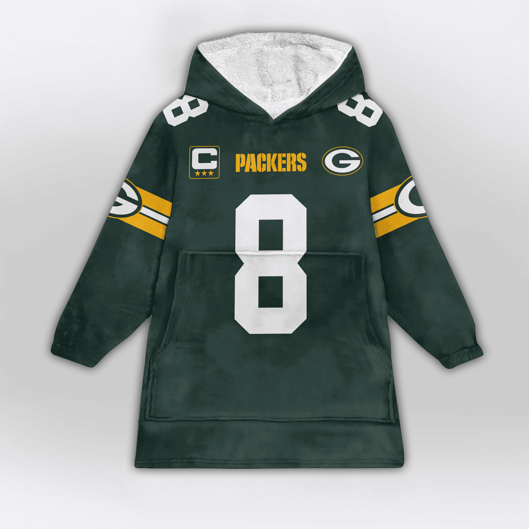 Kid J.J 8 Captain Green Bay Football Unisex Blanket Hoodie