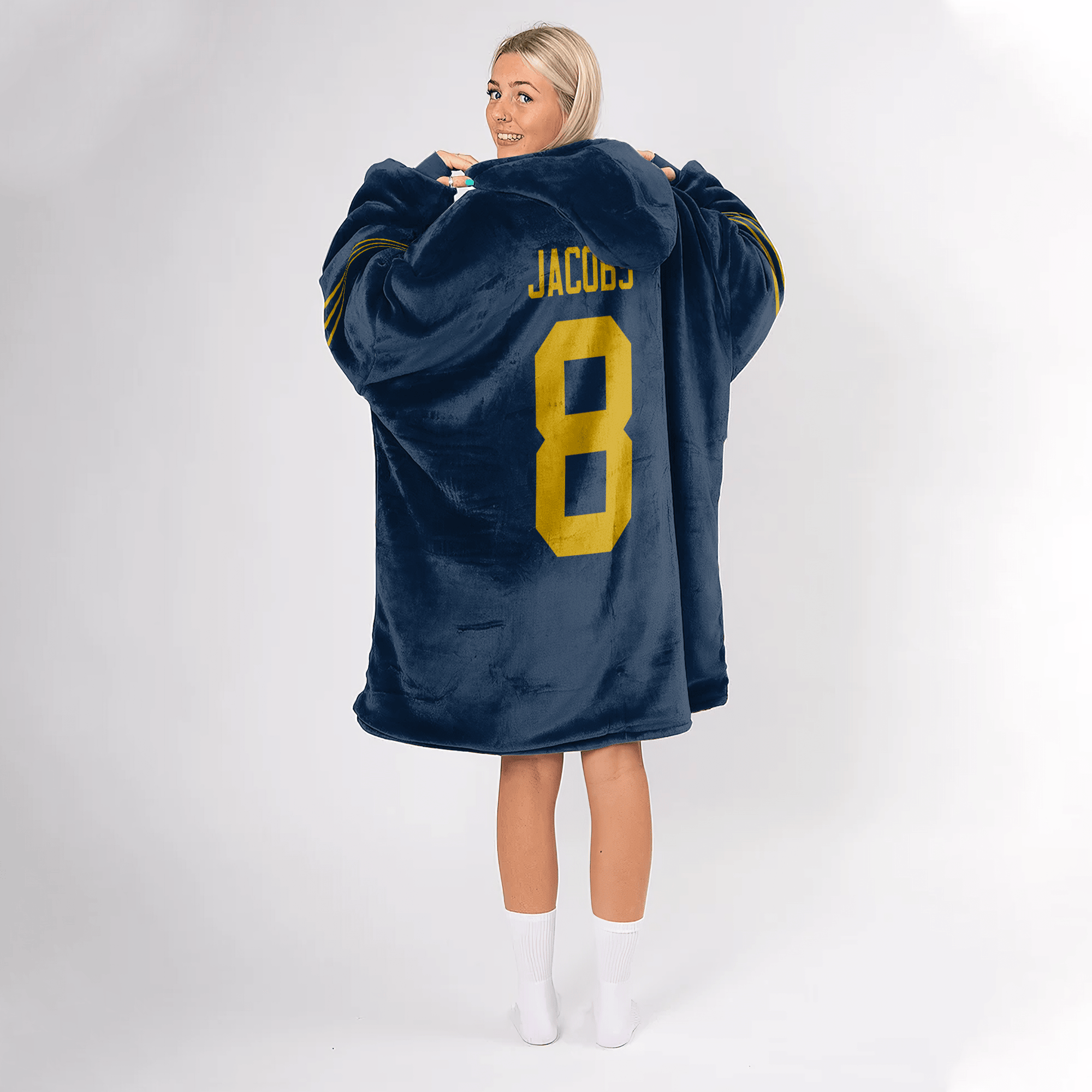 Adult J.J 8 Captain Green Bay Football Unisex Blanket Hoodie