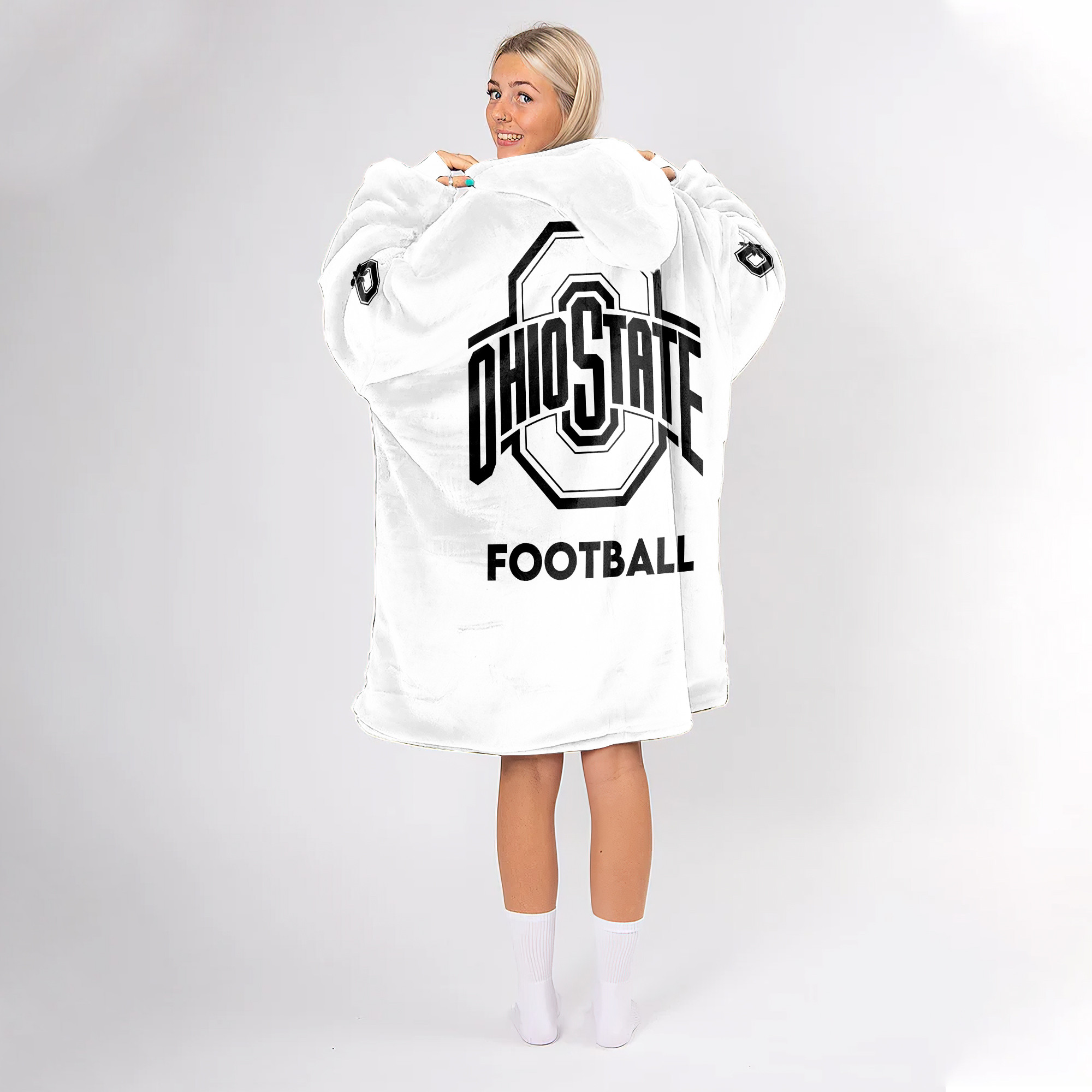 Adult Ohio State Football Unisex Blanket Hoodie