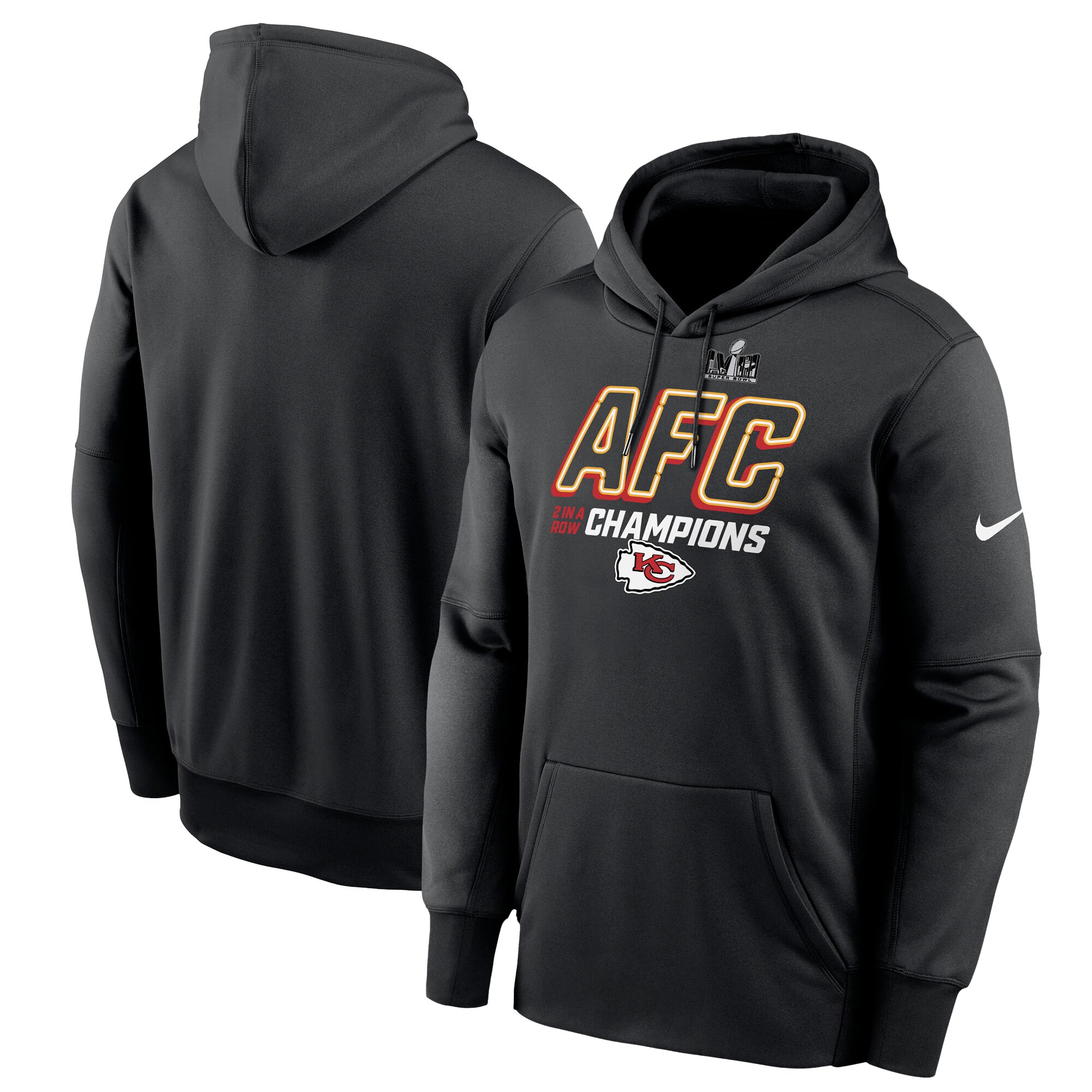 Kansas City Chiefs 2023 AFC Champions Iconic Pullover Hoodie – Black