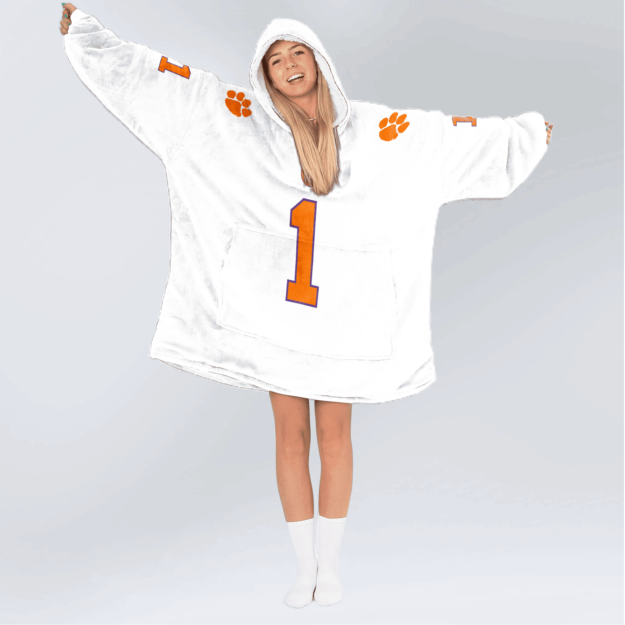 Adult 1 Clemson Football Unisex Blanket Hoodie