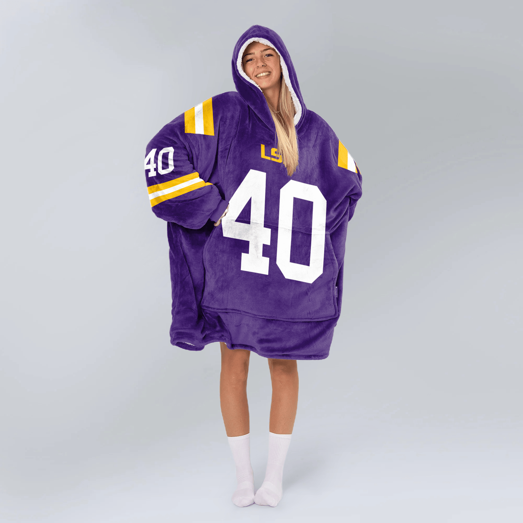 Adult W.W 40 LSU Football Unisex Blanket Hoodie