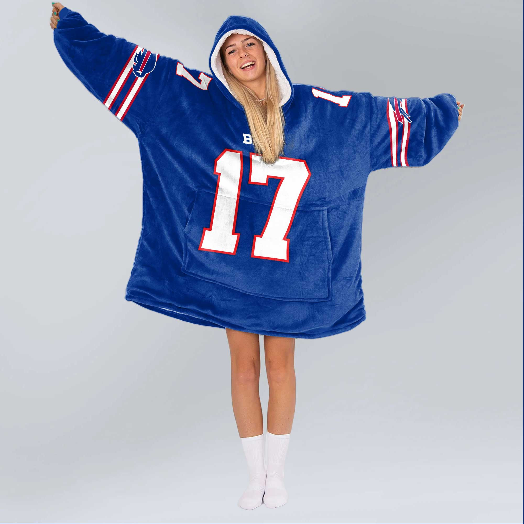 Adult J.A 17 Bills Football Unisex Blanket Hoodie