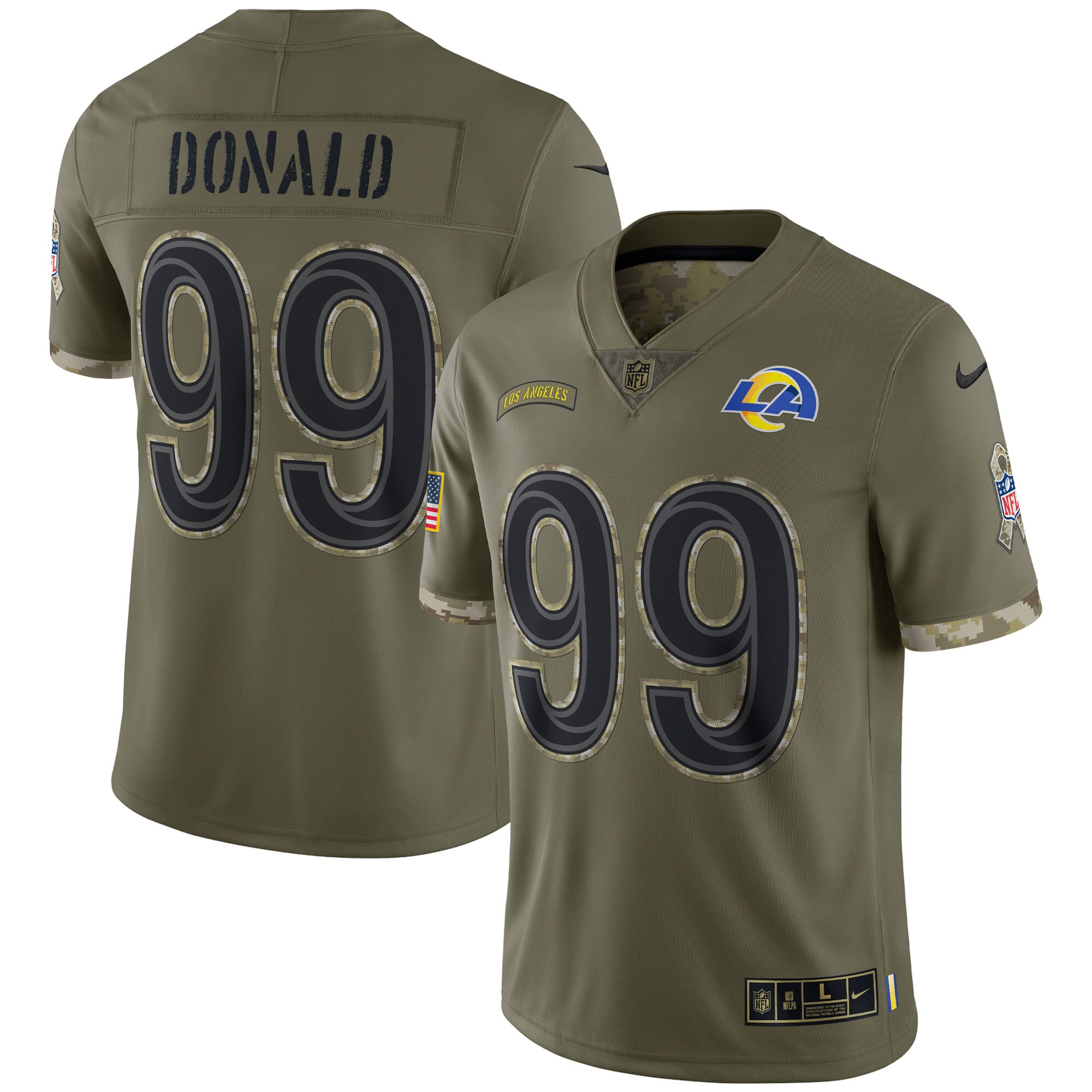 Aaron Donald Los Angeles Rams  2022 Salute To Service Limited Jersey - Olive