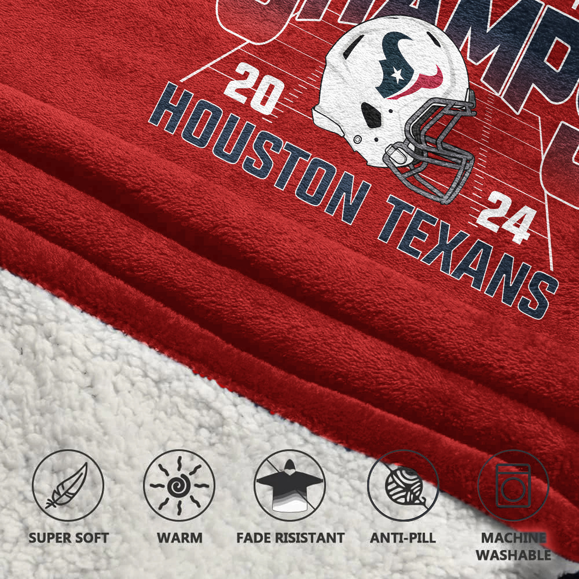 Adult Houston Football Unisex Blanket Hoodie