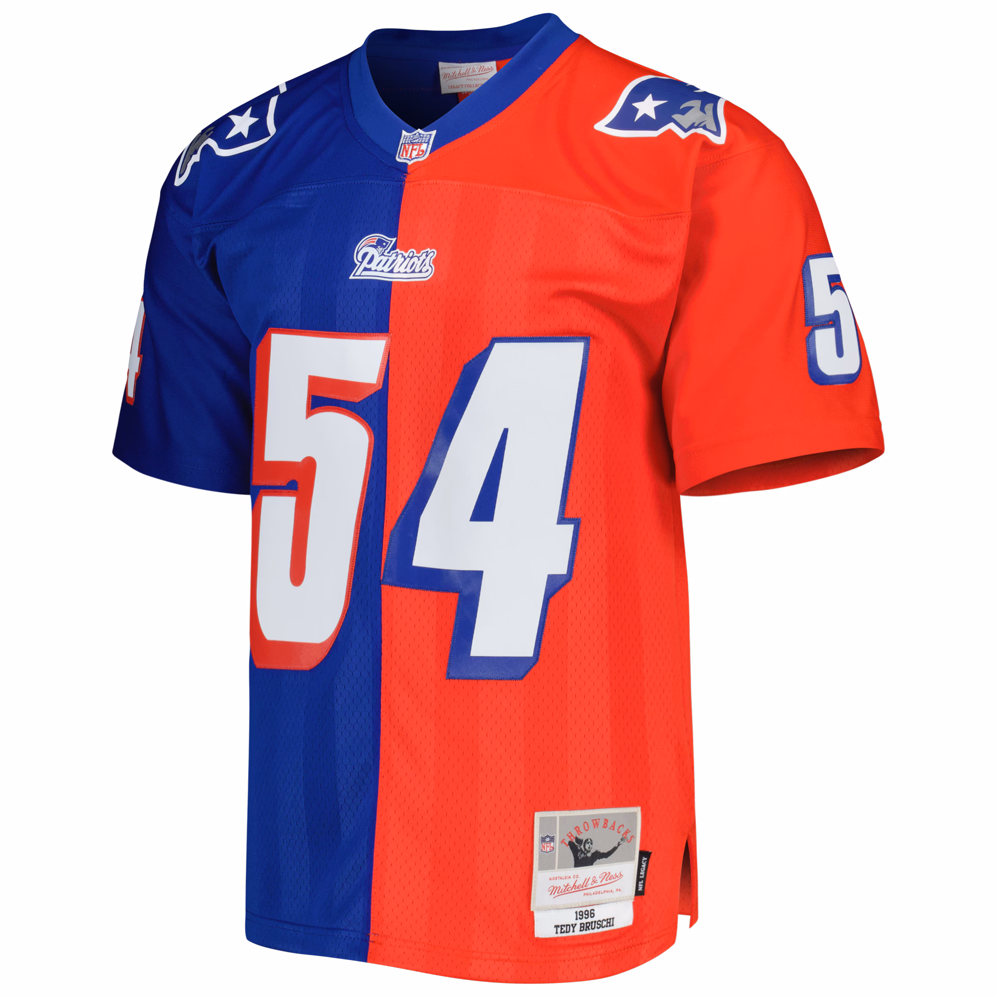 Tedy Bruschi New England Patriots 1996 Split Legacy Replica Jersey - Royal/Red