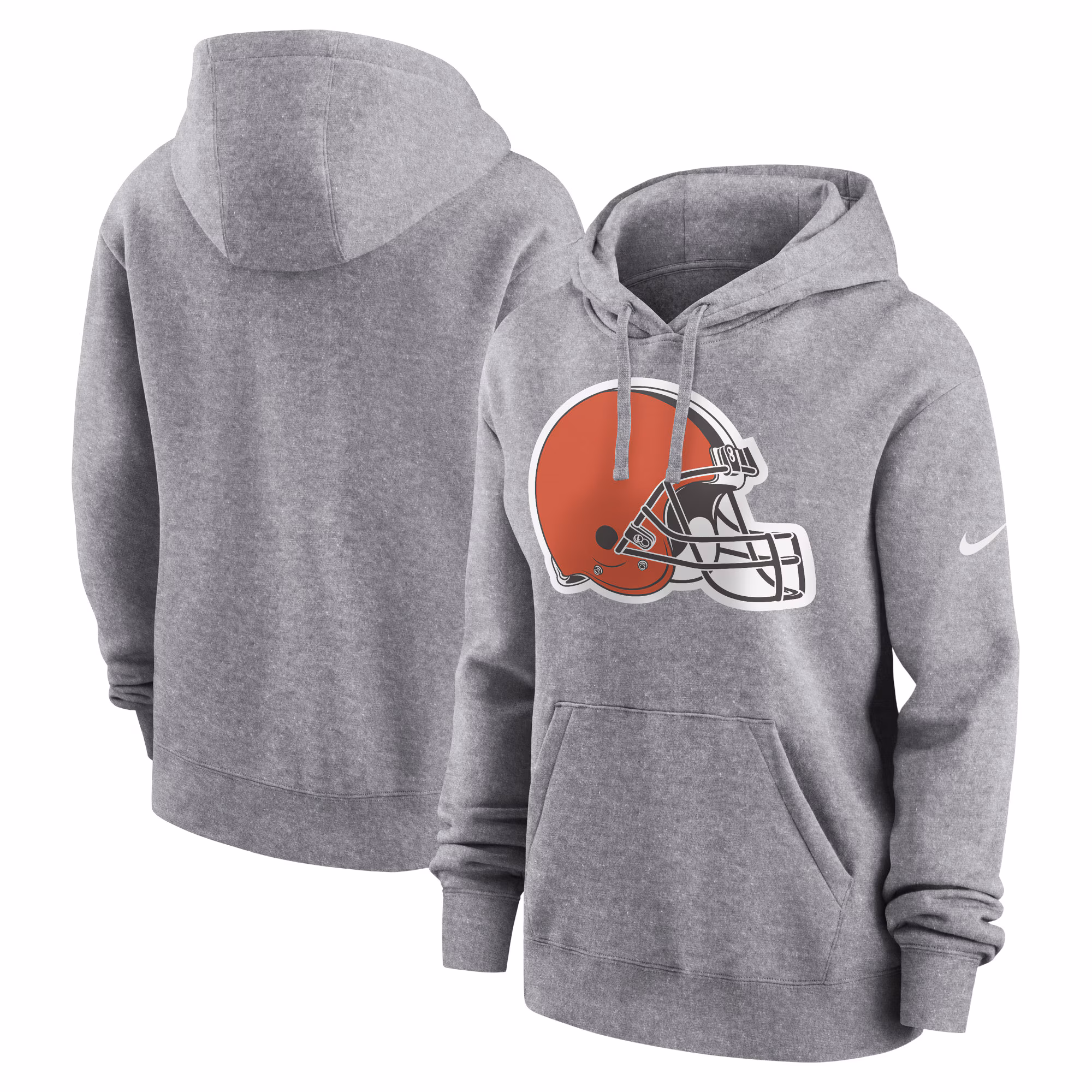 Cleveland Browns Women's Team Logo Club Fleece Pullover Hoodie - Heather Gray