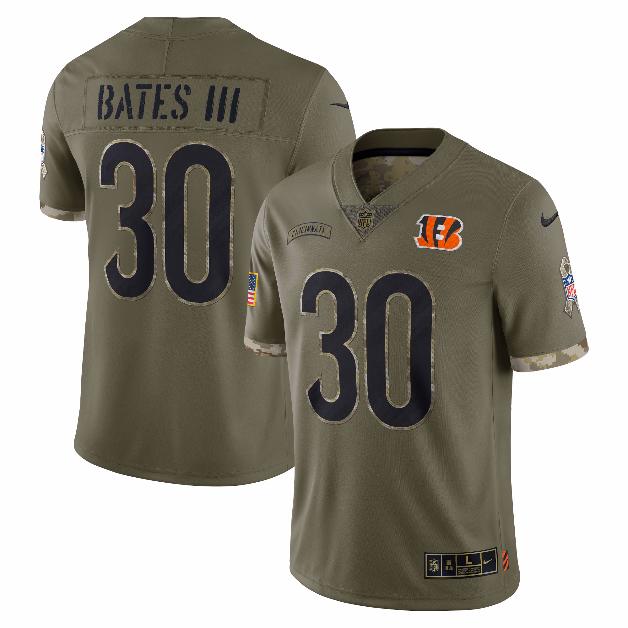 Jessie Bates III Cincinnati Bengals 2022 Salute To Service Limited Jersey - Olive