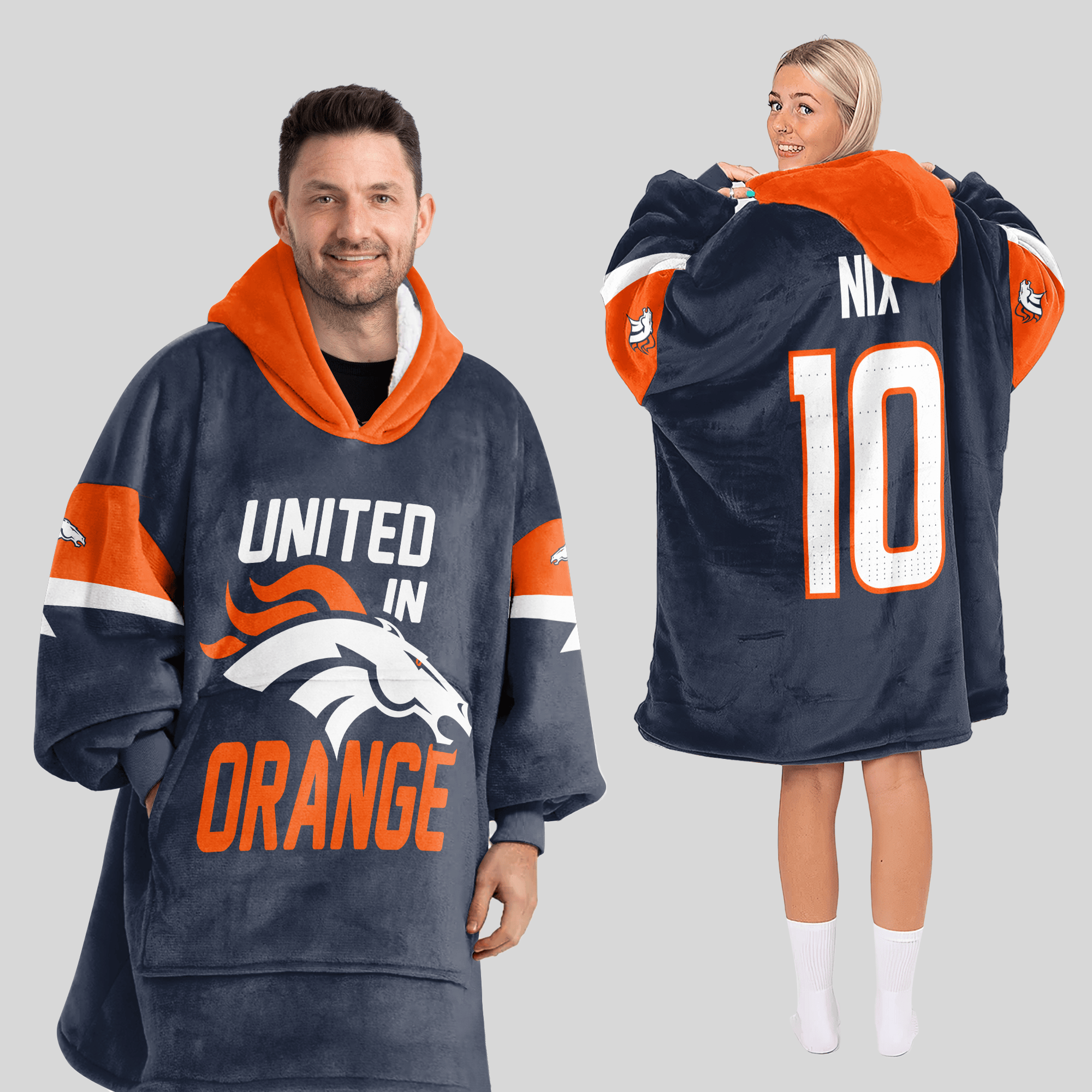 United In Orange Denver Football Unisex Blanket Hoodie