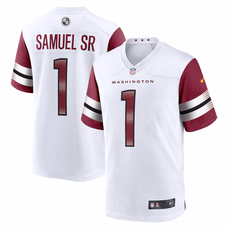 Men's Deebo Samuel Sr #1 White Washington Commanders Game Player Jersey