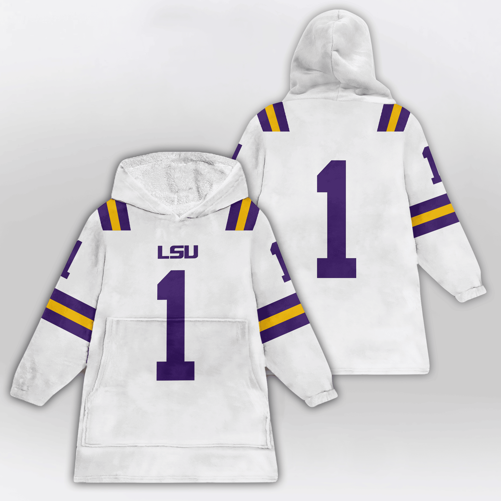 Adult #1 LSU Football Unisex Blanket Hoodie